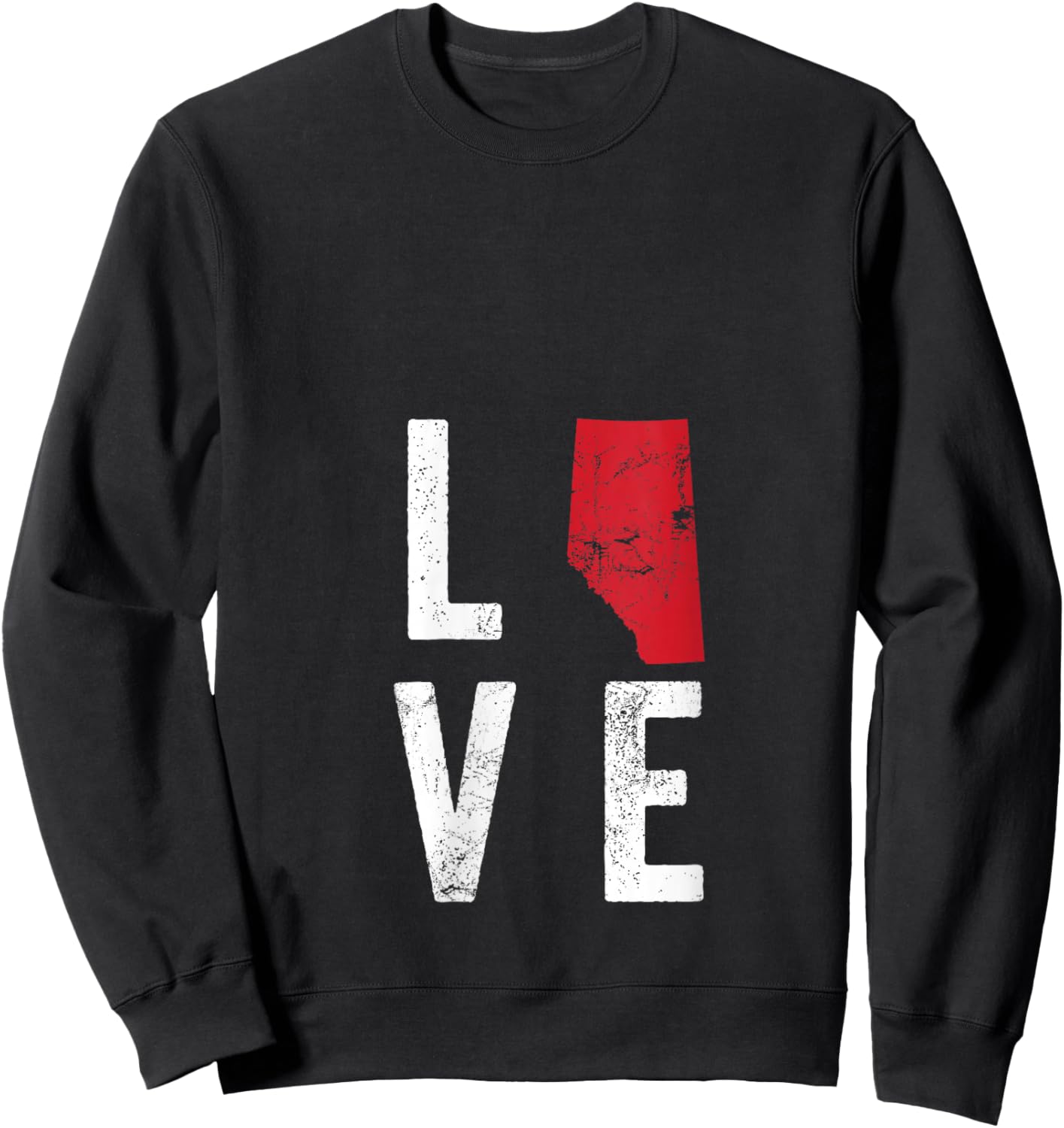 Women's Love Alberta Map America American Independence Day V-Neck Sweatshirt - Sweatshirt | Black