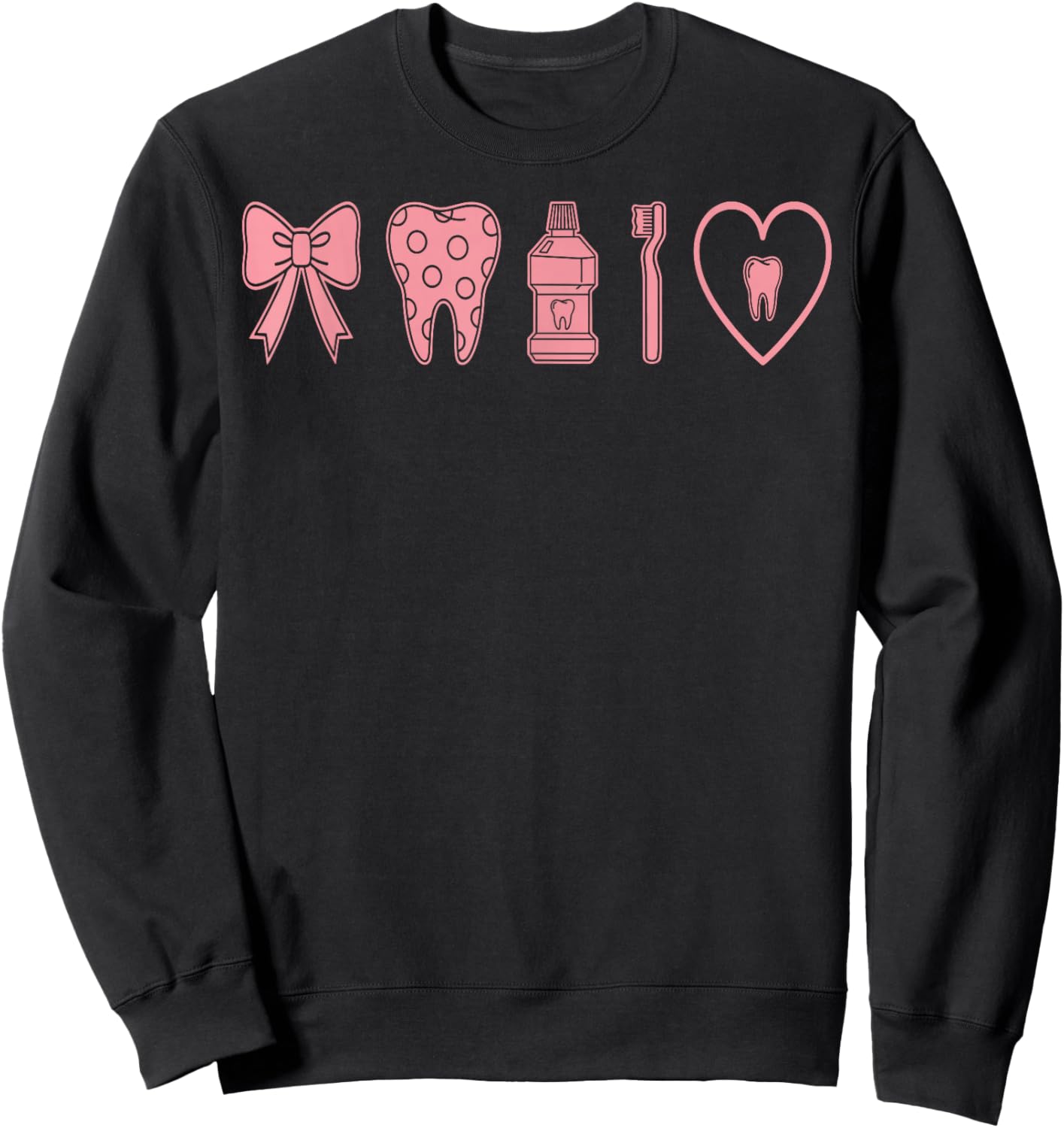 Coquette Bow Dental Hygienist Pastel Aesthetic Sweatshirt - Sweatshirt | Black