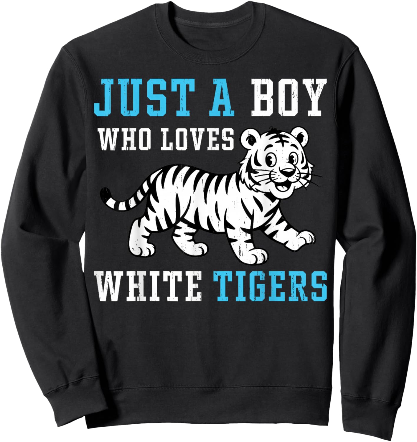 Just A Boy Who Loves White Tigers Big Cat Lover Sweatshirt - Sweatshirt | Black