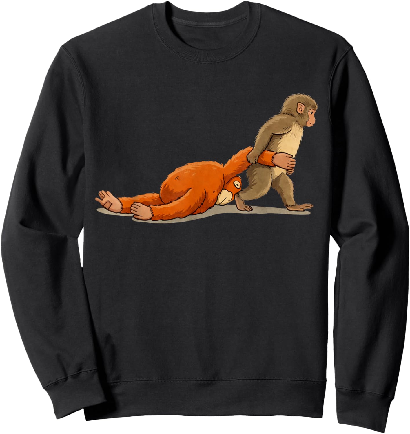 Monkey Punch Baby Monkey Holding Plush Toy Sweatshirt - Sweatshirt | Black