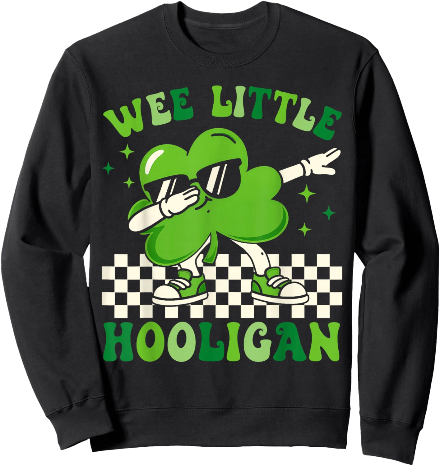 Wee Little Hooligan Dab Shamrock Funny St Patrick's Day Kids Sweatshirt - Sweatshirt | Black
