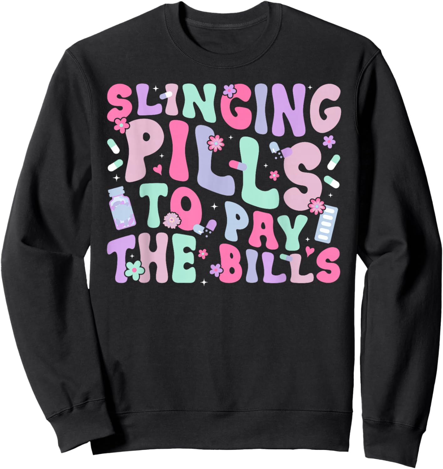 Medication Aide Med Aide Groovy Medication Aides Sweatshirt - Sweatshirt | Black
