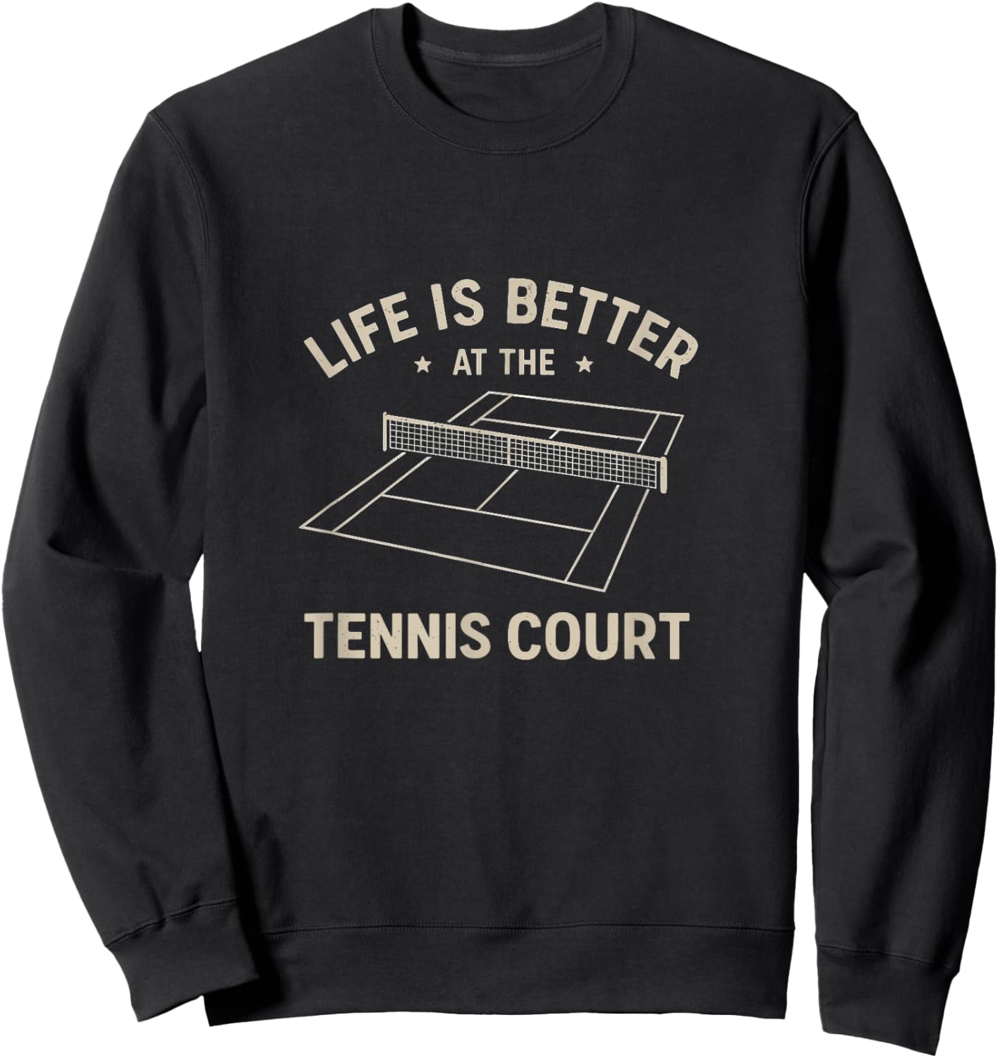 Funny Tennis Court Vintage Men Women Boys Girls Sweatshirt - Sweatshirt | Black