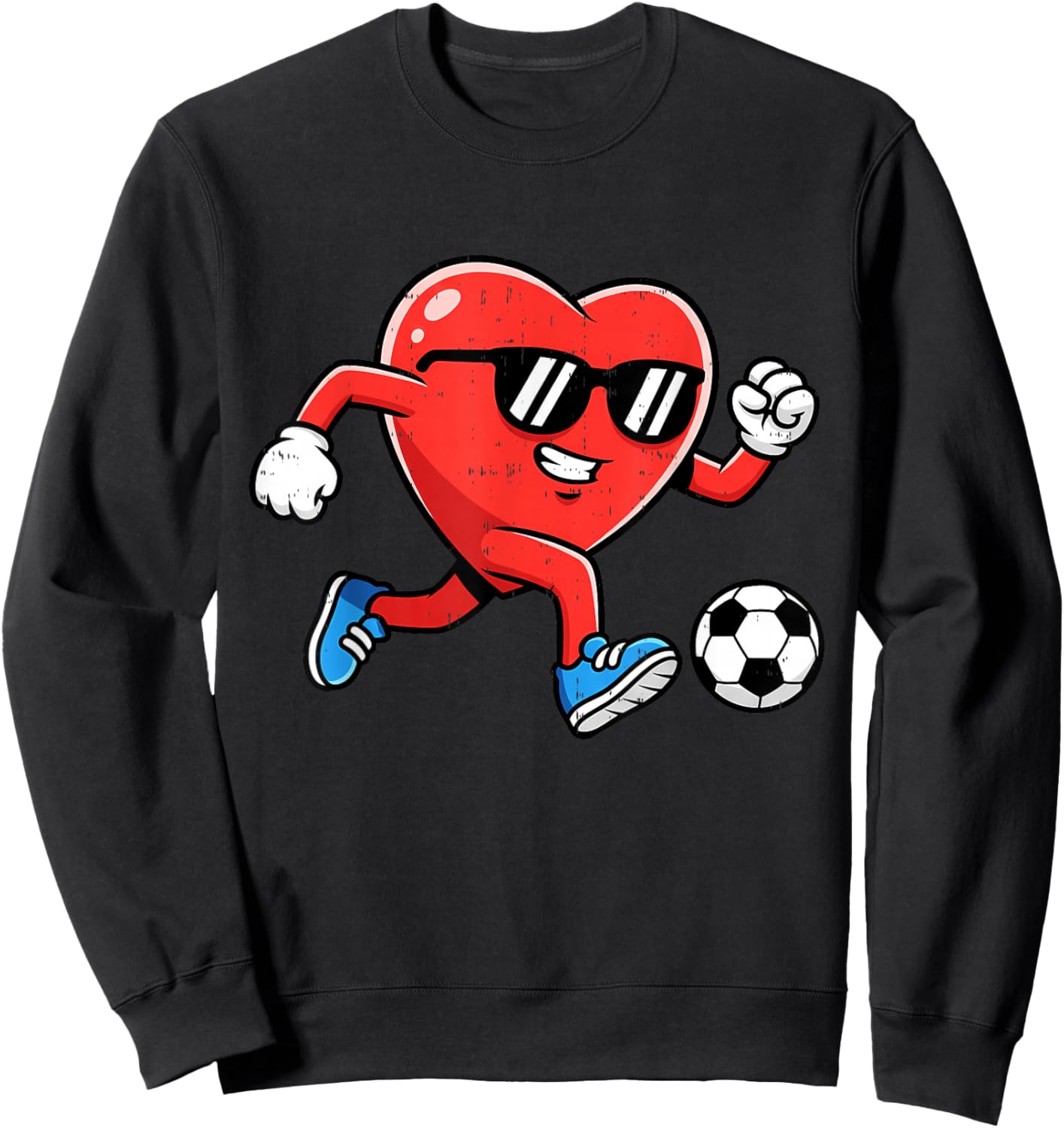 Heart Play Soccer Valentines Day for Teens Boys Girls Kids Sweatshirt - Sweatshirt | Black