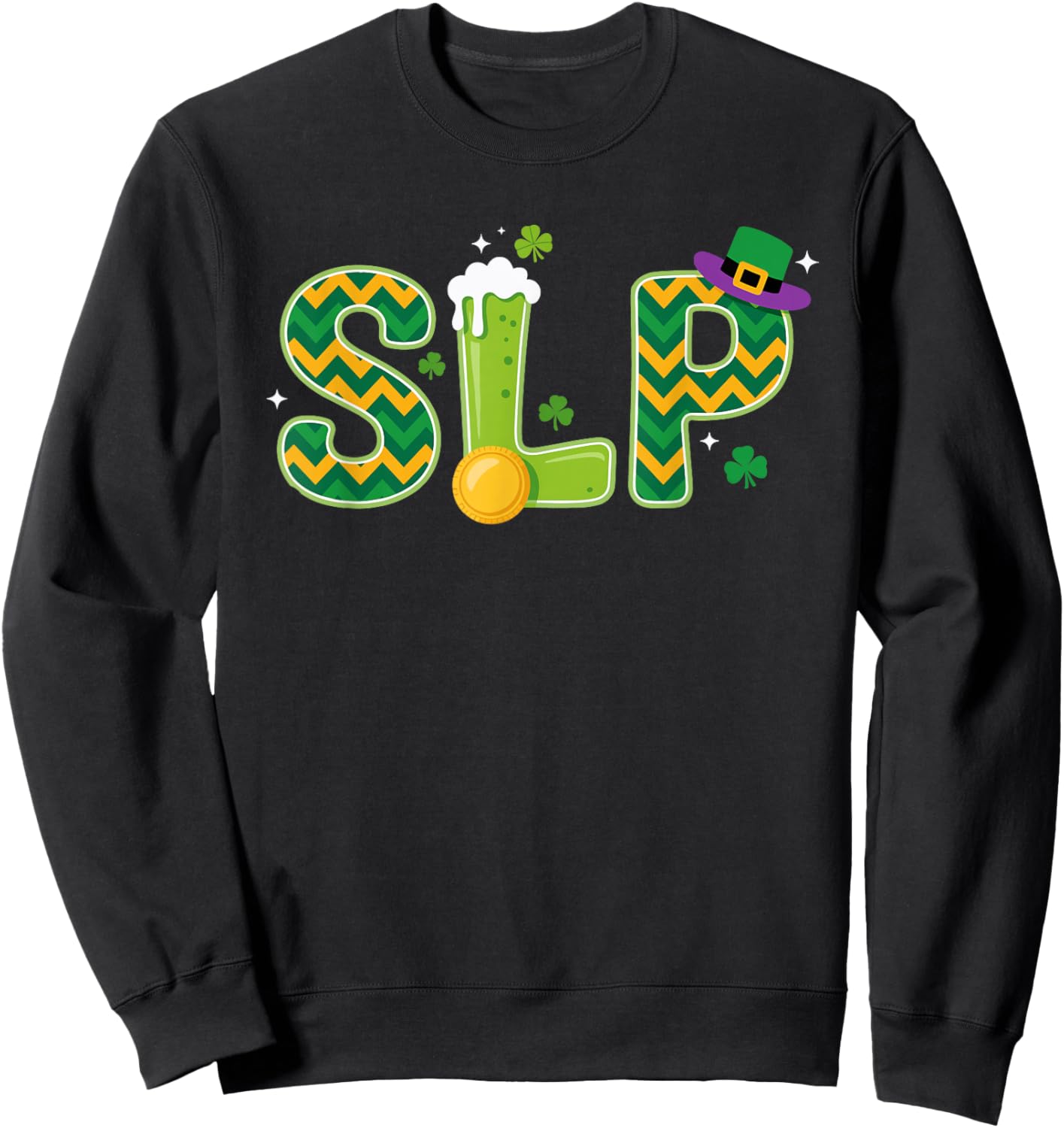 SLP St Patrick's Day Speech Therapist Sweatshirt - Sweatshirt | Black