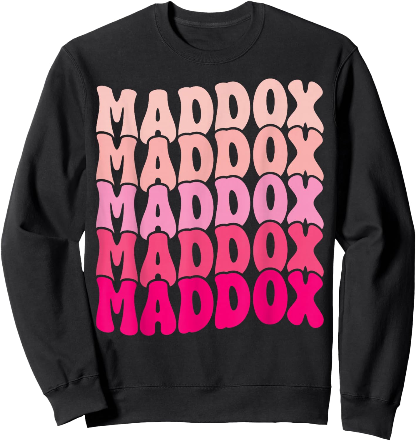 Vintage Maddox Personalized Name I Love Maddox 80's Groovy Sweatshirt - Sweatshirt | Black