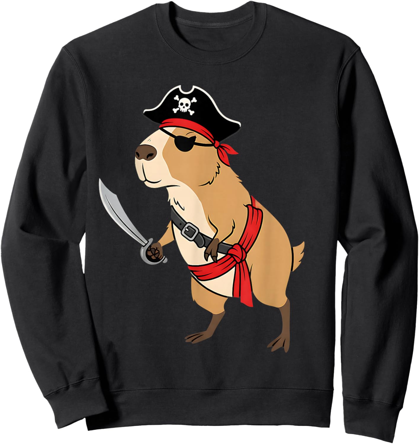 Pirate Capybara Toddler Boy Funny Kids Halloween Costume Sweatshirt - Sweatshirt | Black