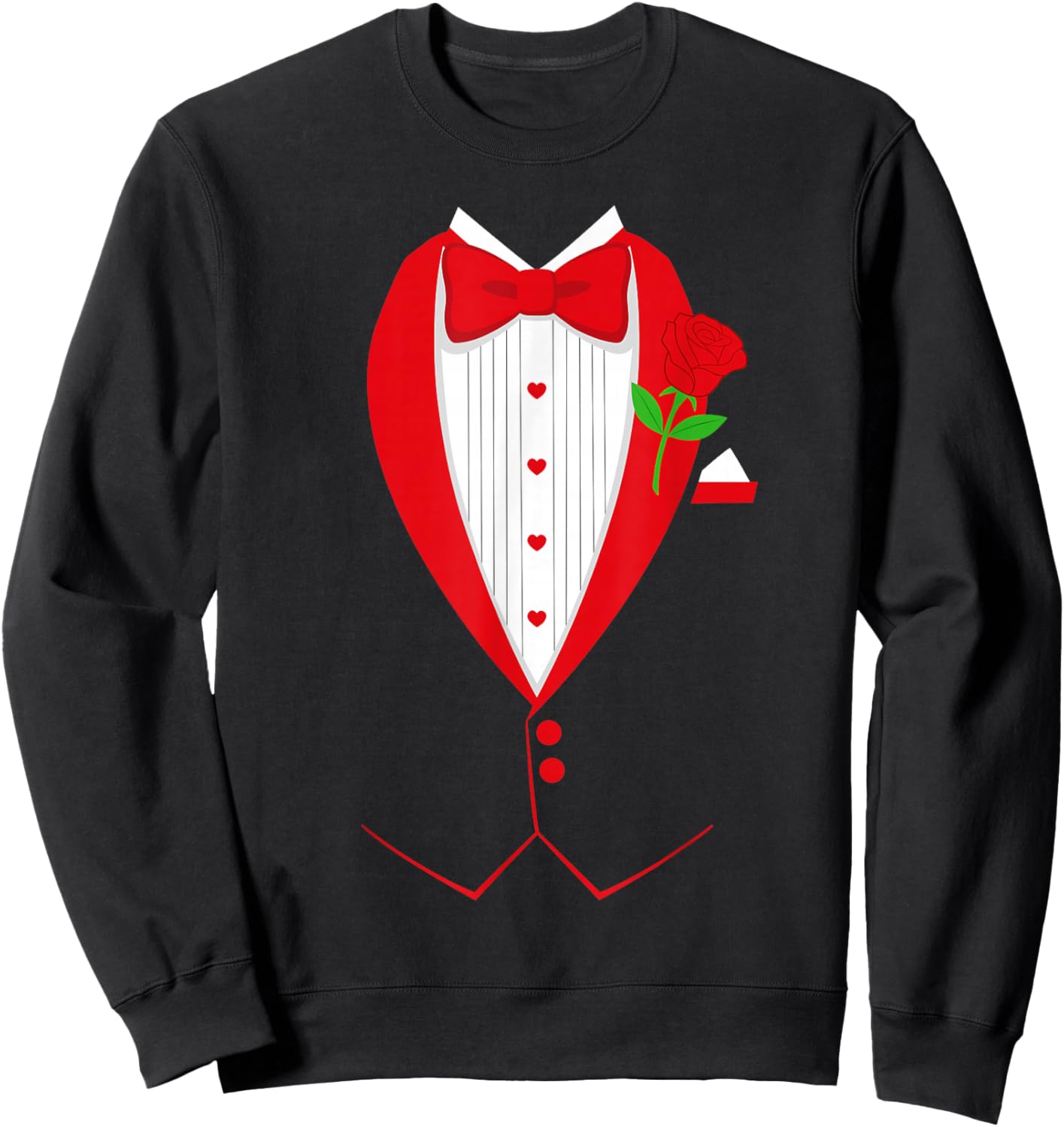 Funny Bow Tie Tuxedo Formal Party Valentines Day Costume Sweatshirt - Sweatshirt | Black