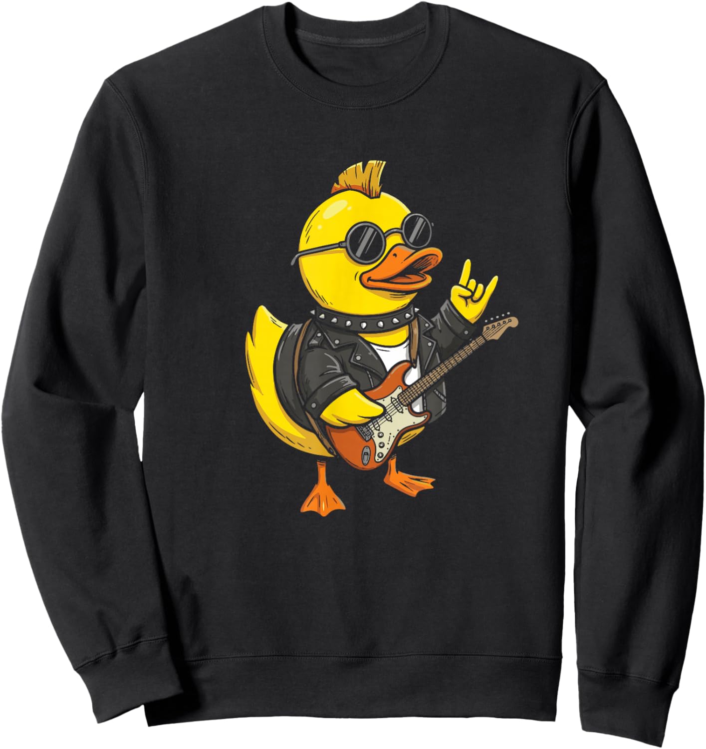 Rubber Duckie Playing Guitar Rock 'n' Roll Rubber Duck Sweatshirt - Sweatshirt | Black