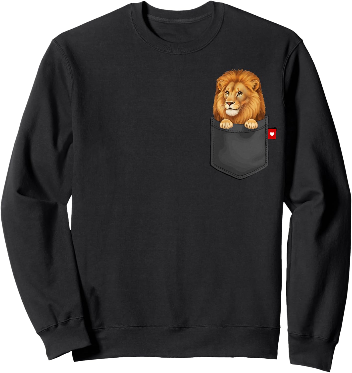 Lion in Pocket Peeking Cute Animal Lion Sweatshirt - Sweatshirt | Black