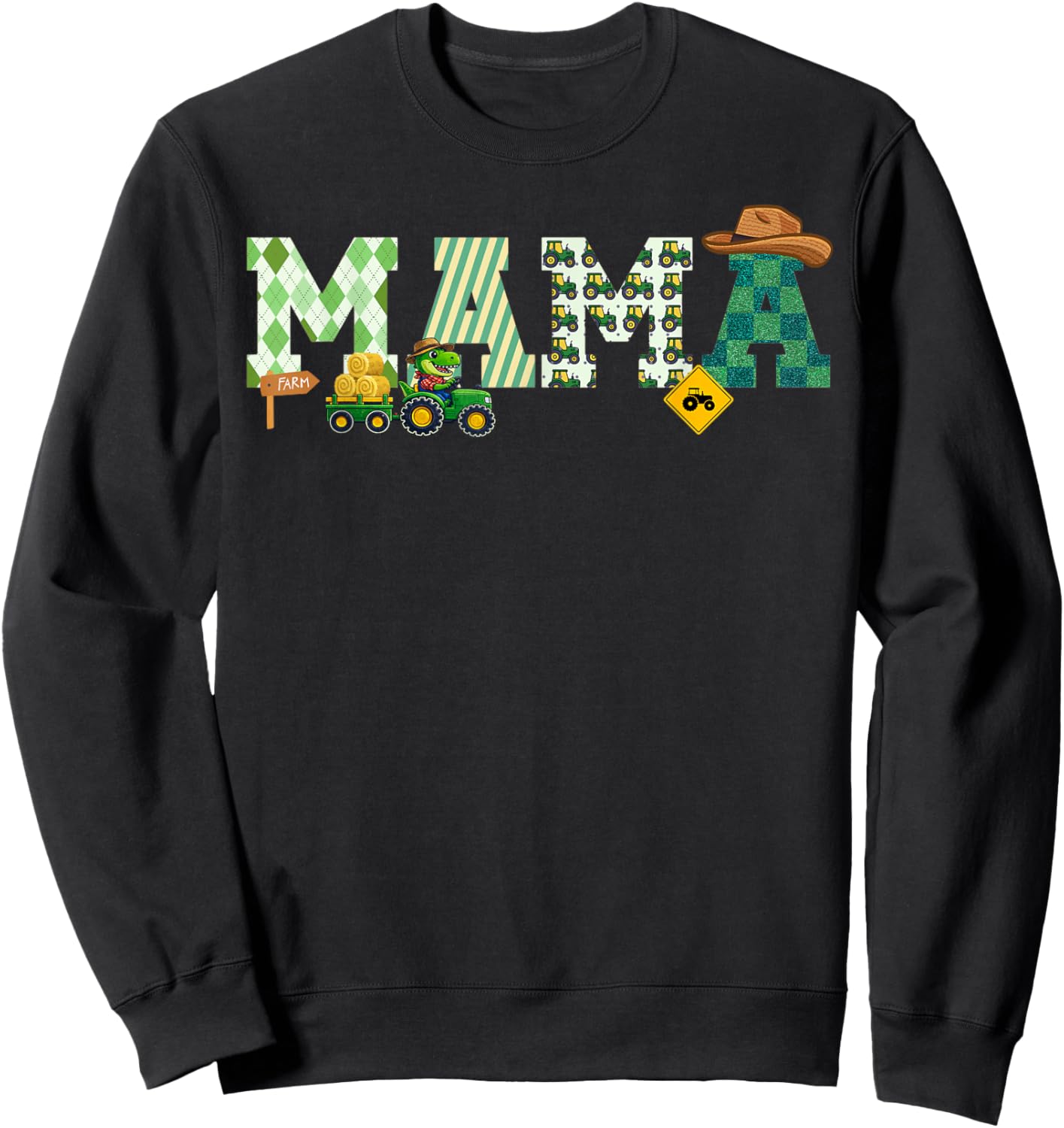 Farm Tractor Mama 1st Birthday Farmer Sweatshirt - Sweatshirt | Black