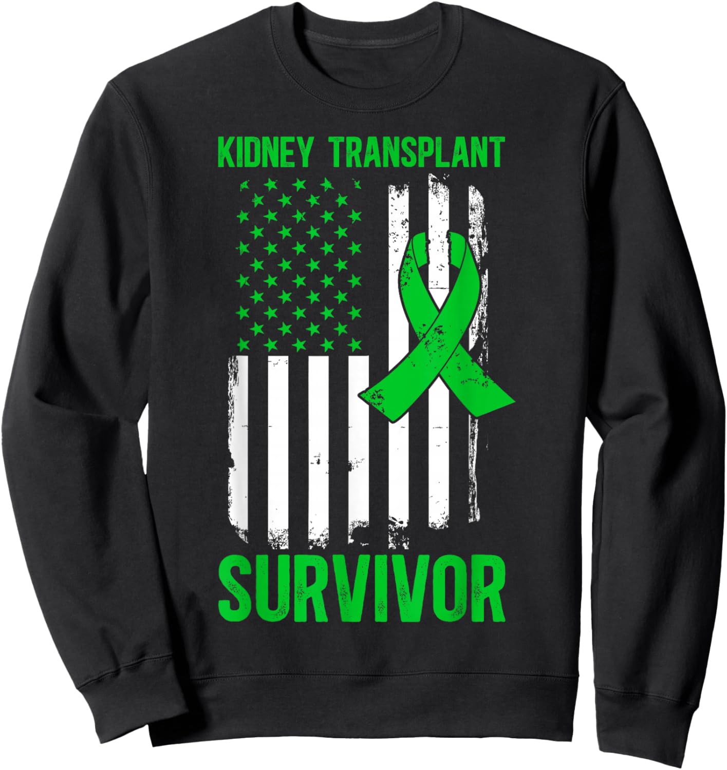 Kidney Transplant Survivor US Flag Kidney Recipient Sweatshirt - Sweatshirt | Black