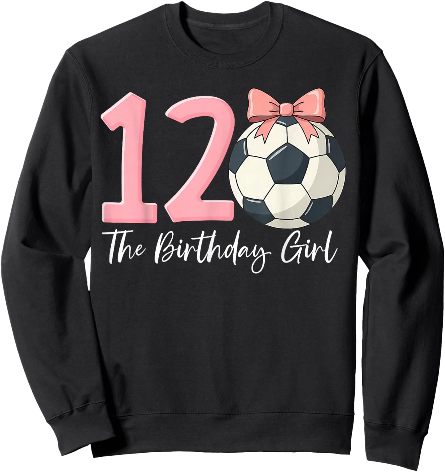 12th Birthday Girl Soccer Ball Coquette Pink 12 Sweatshirt - Sweatshirt | Black