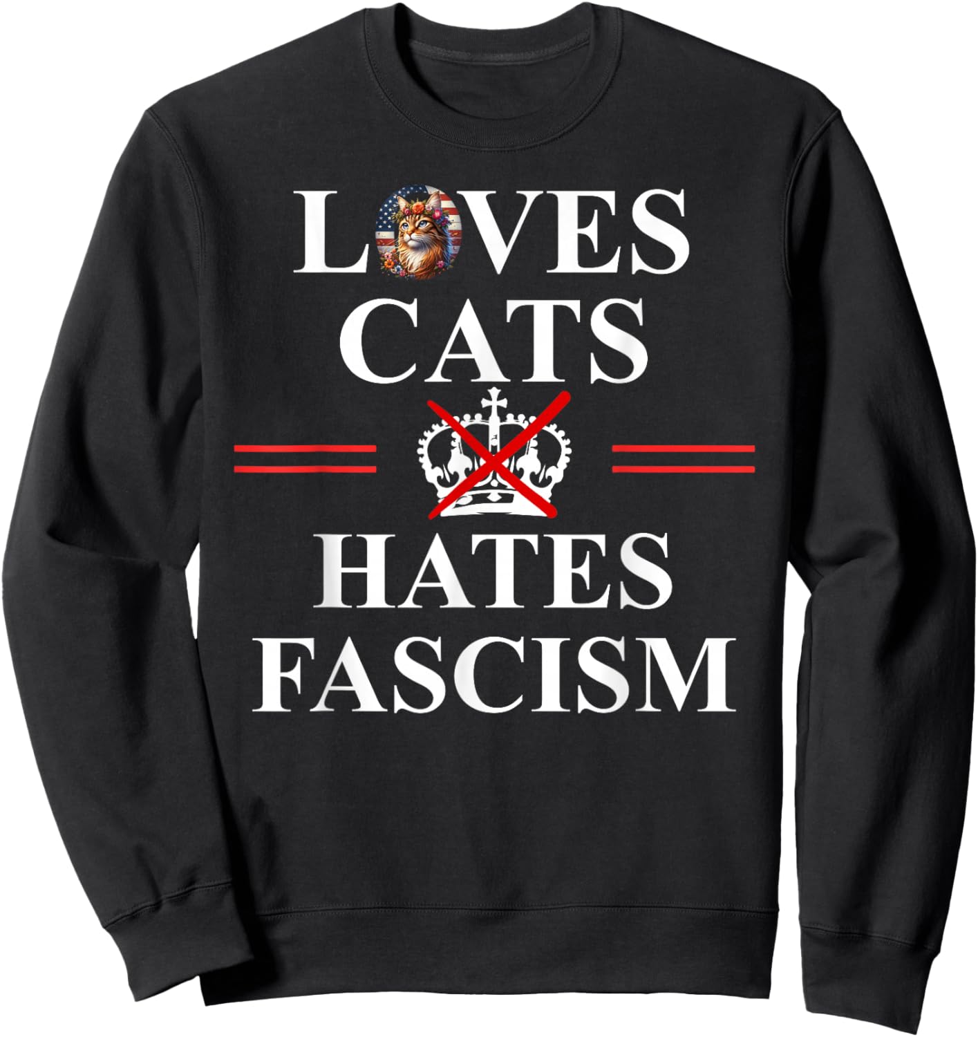 Cats Against Fascism No Kings US Protest Anti Fascism Resist Sweatshirt - Sweatshirt | Black