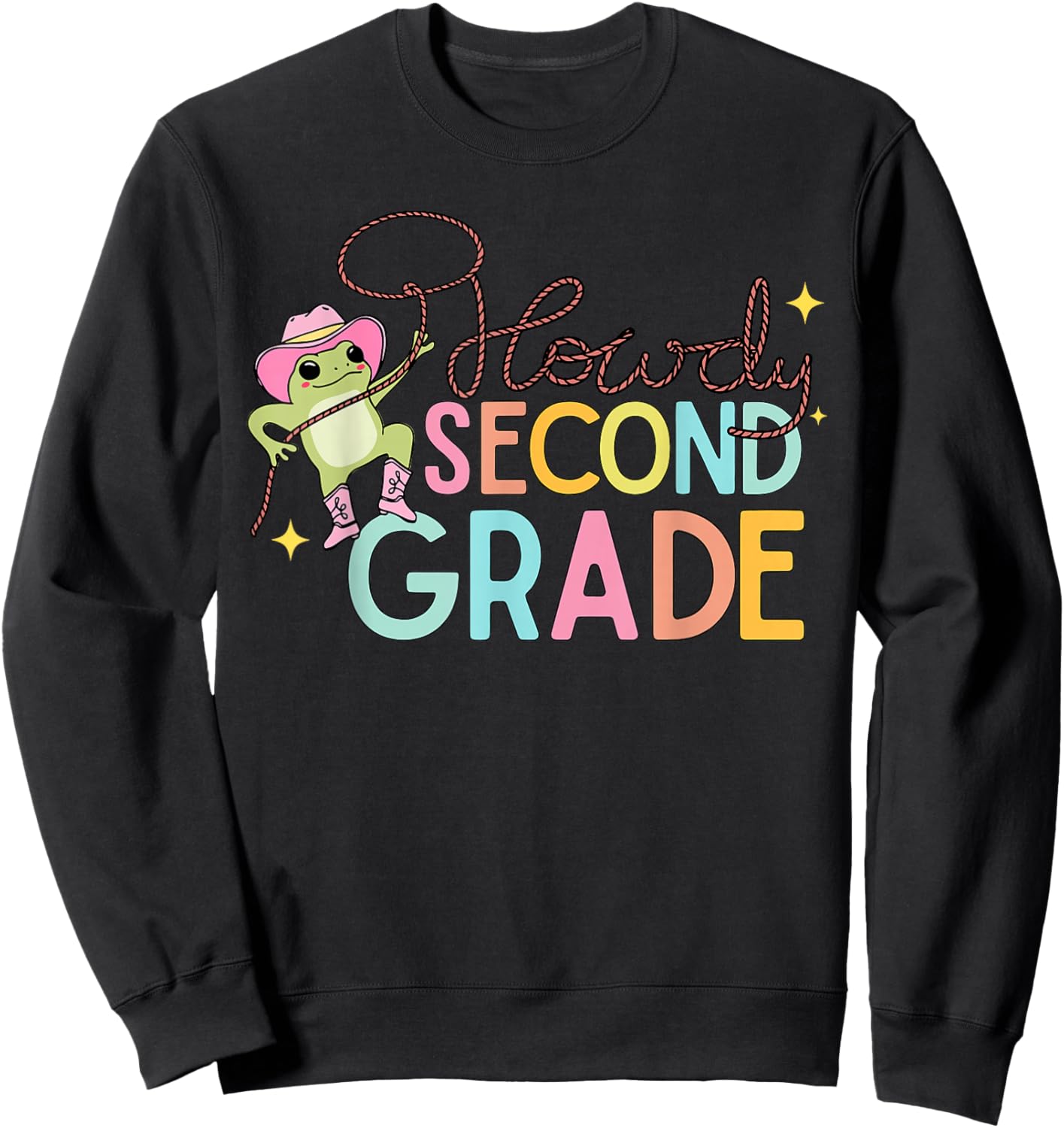 Cowboy Frog Howdy Second Grade Western Teacher Student Sweatshirt - Sweatshirt | Black