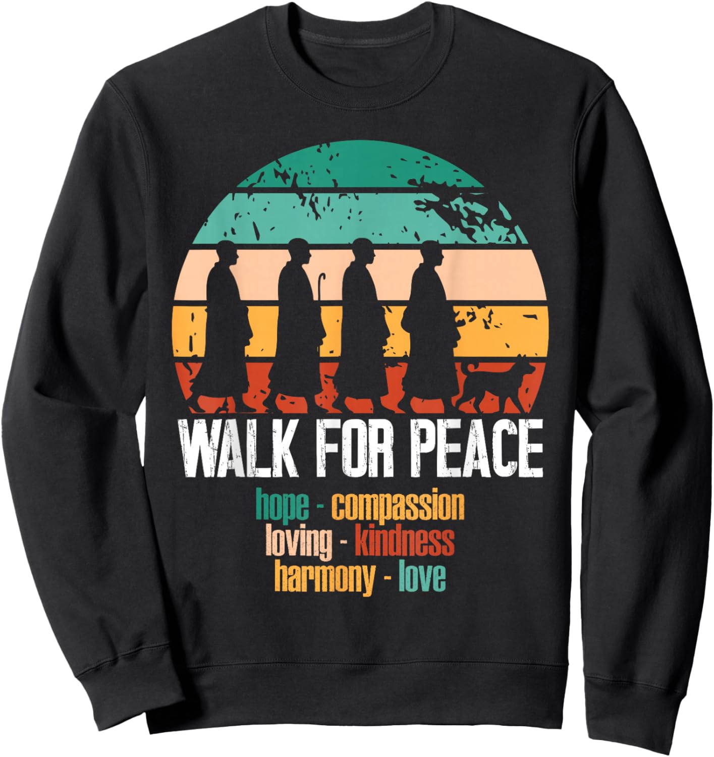 Peace Walking Monks, Aloka Dog Peaceful Path Journey Gifts Sweatshirt - Sweatshirt | Black