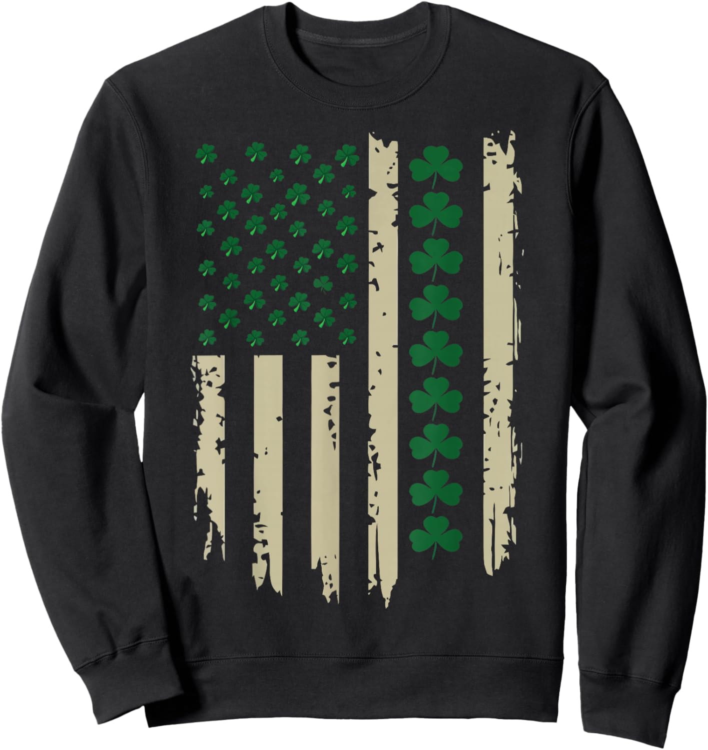 US American Shamrock Flag for St Patricks Day Funny Sweatshirt - Sweatshirt | Black