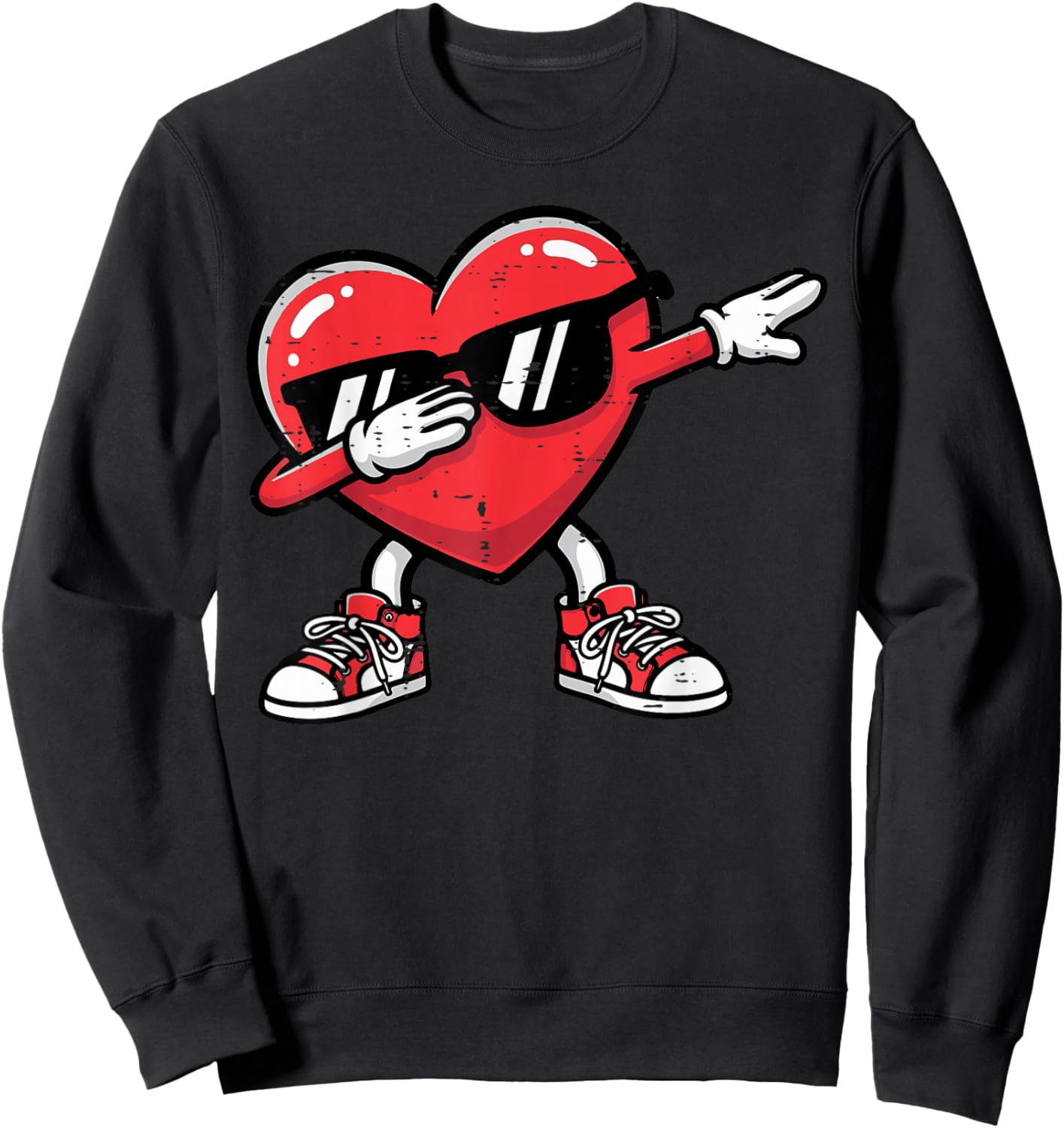 Valentines Day Dabbing Heart Dab Dance Girls Kids Women Men Sweatshirt - Sweatshirt | Black