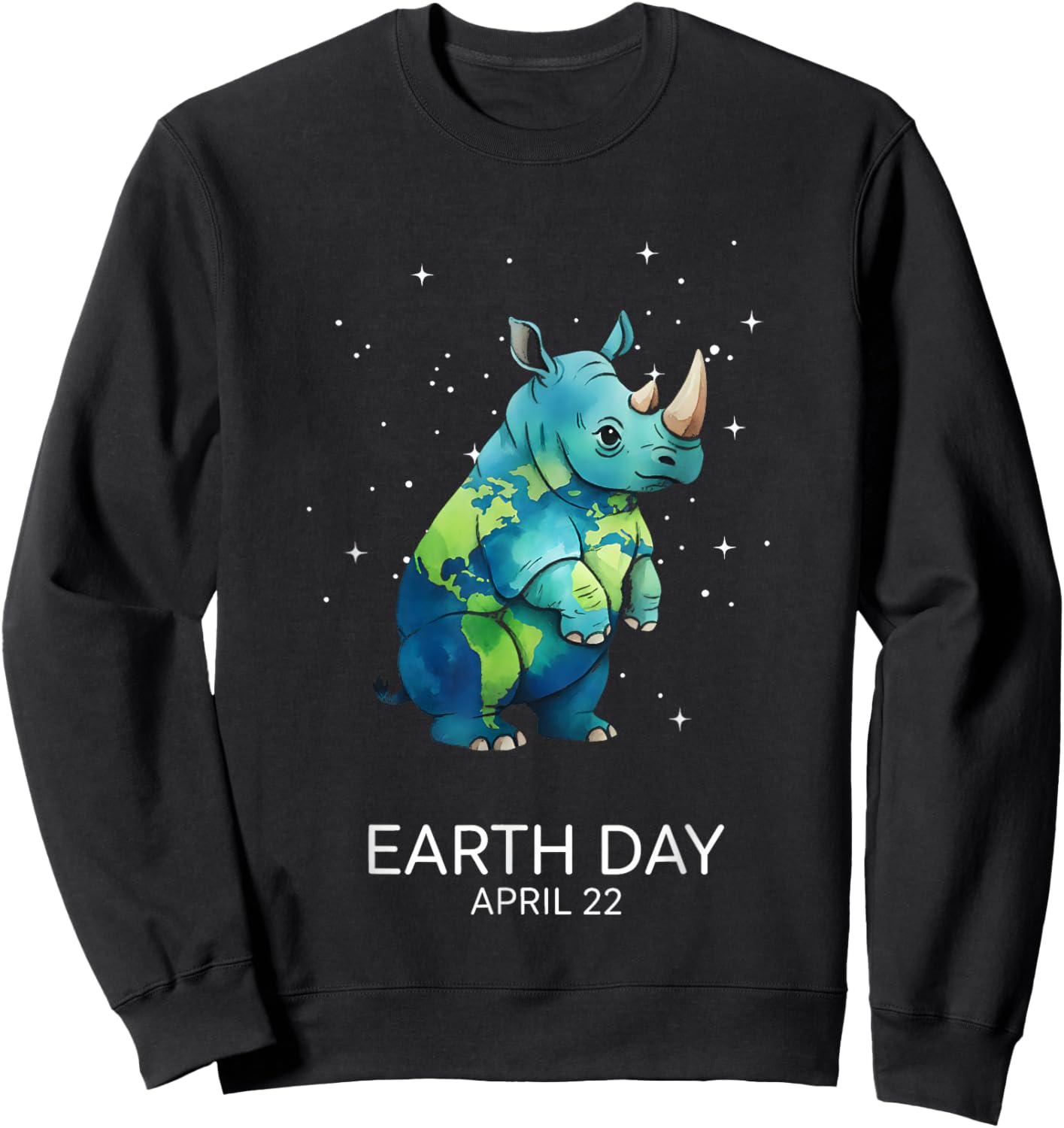 Earth Day 2026 Rhino Art Sweatshirt - Sweatshirt | Black