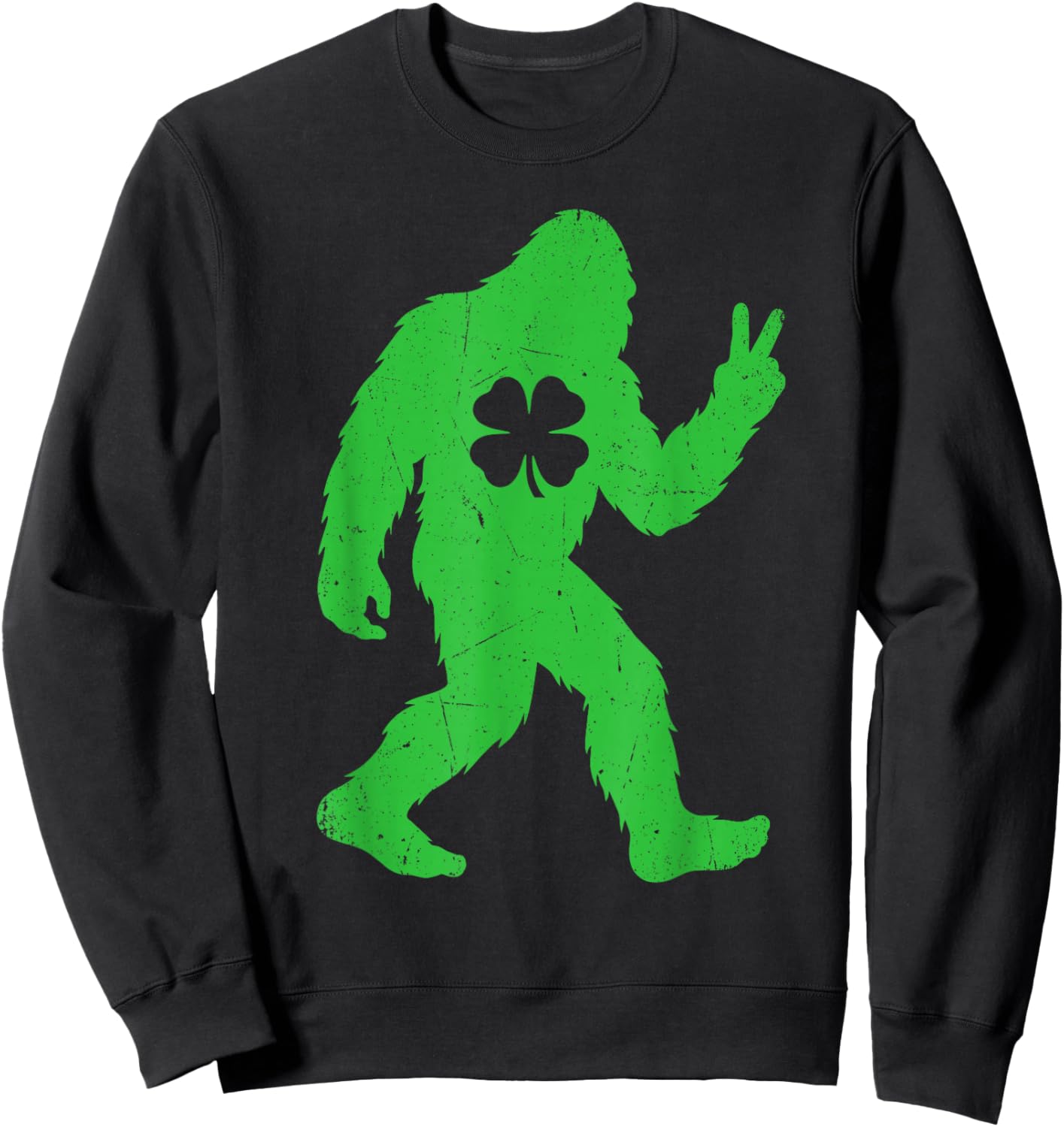 Retro Funny St Patrick's Day Bigfoot Shamrock Men Women Kids Sweatshirt - Sweatshirt | Black