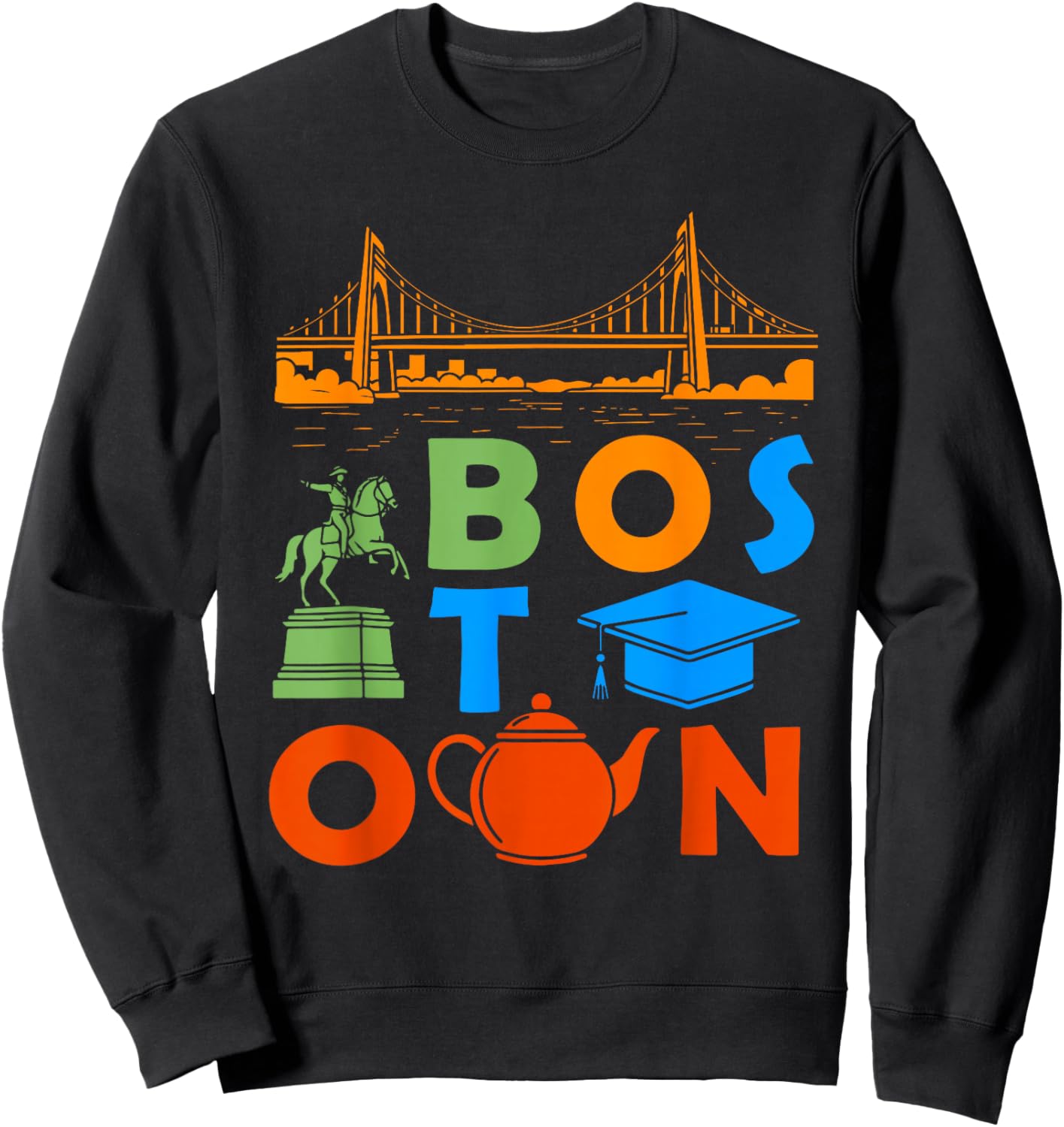 Boston Massachusetts Souvenir Men Boston Bridge Boston Sweatshirt - Sweatshirt | Black