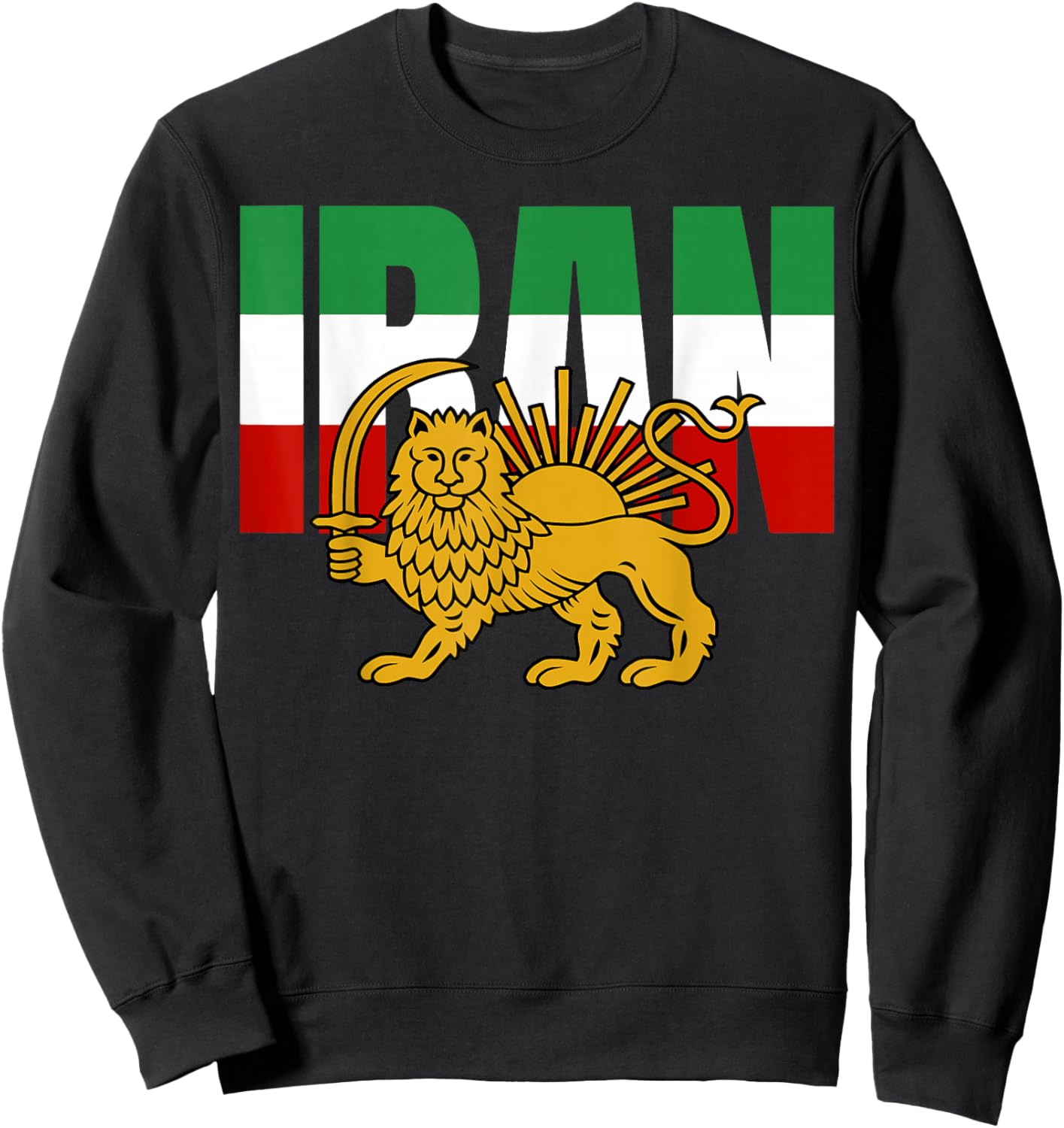 Free Iran Symbol Flag Heartbeat Freedom Love with Lion Sweatshirt - Sweatshirt | Black