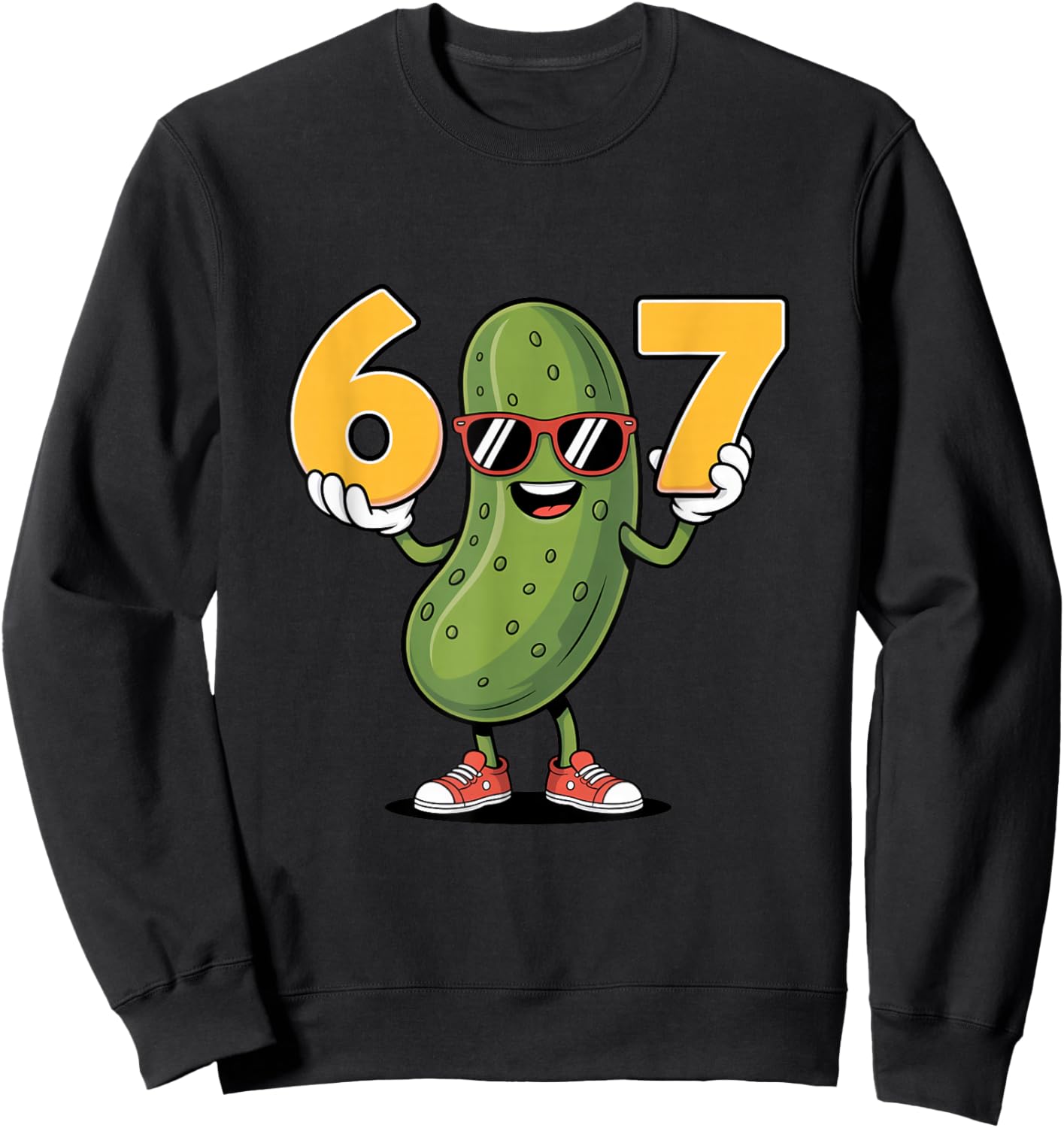 67 Meme Funny Pickle 6 7 Six Seven 6-7 Sweatshirt - Sweatshirt | Black