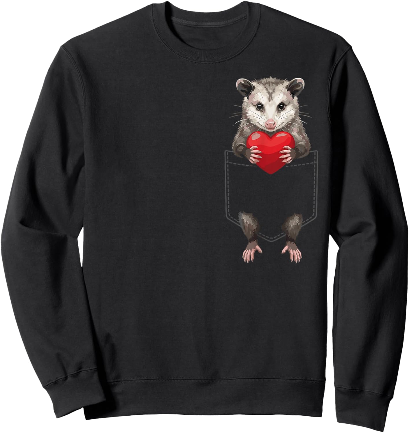 Possum in Pocket Opossum Animal Lover Valentines Sweatshirt - Sweatshirt | Black