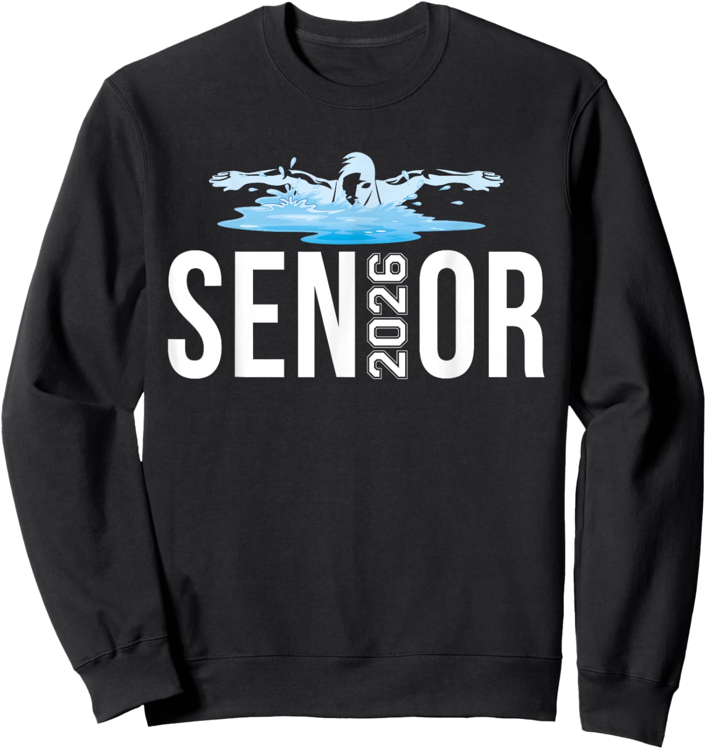 Senior Swim Team Member Class of 2026 Swimmer Vintage Sweatshirt - Sweatshirt | Black