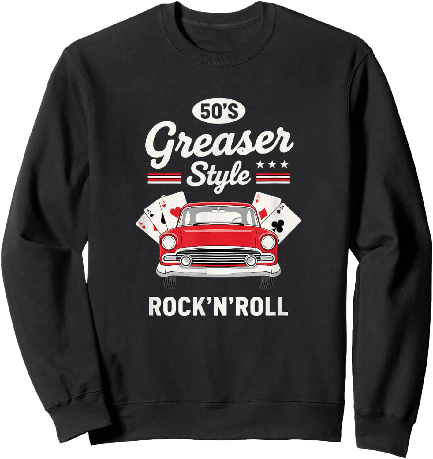 50S Greaser Style Rock N Roll Vintage Car 1950S Retro Sweatshirt - Sweatshirt | Black