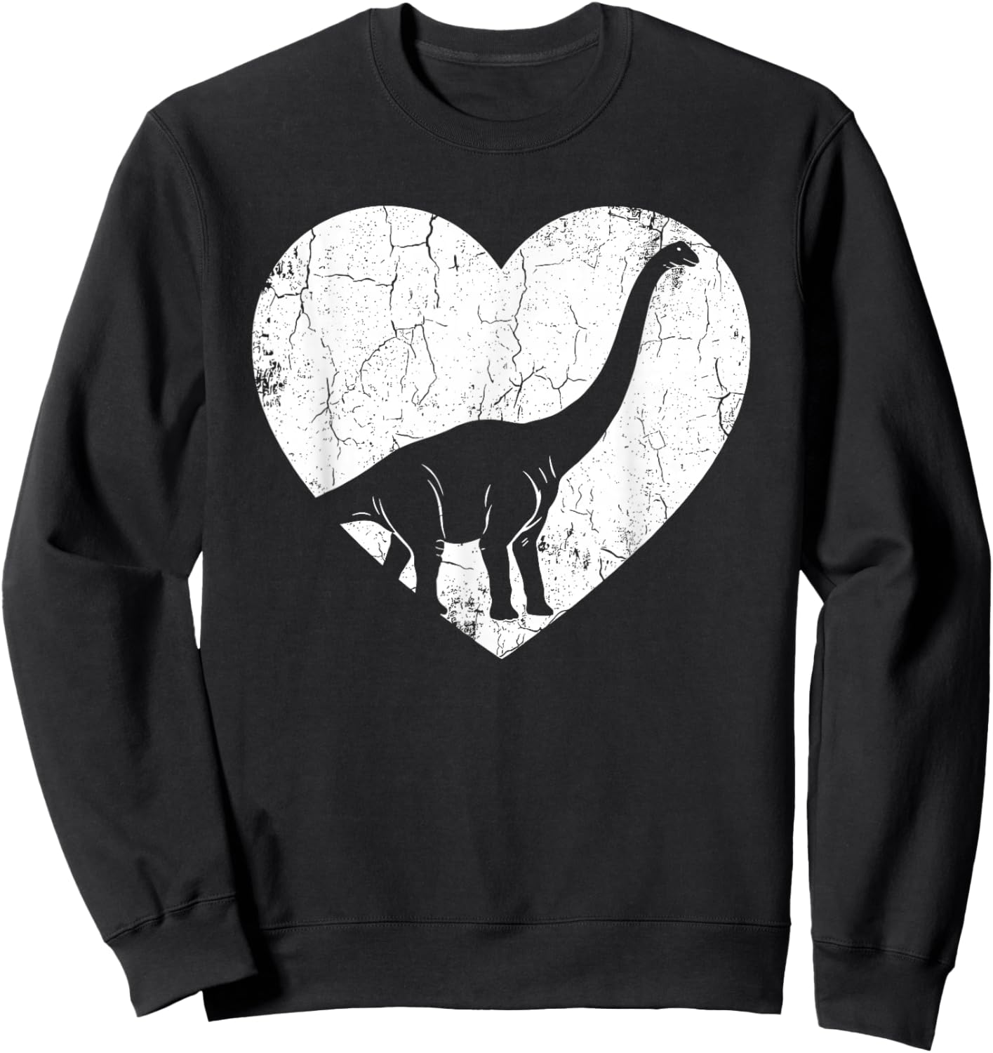 Brontosaurus Dinosaur Heart Valentine's Day Sweatshirt - Sweatshirt | Black