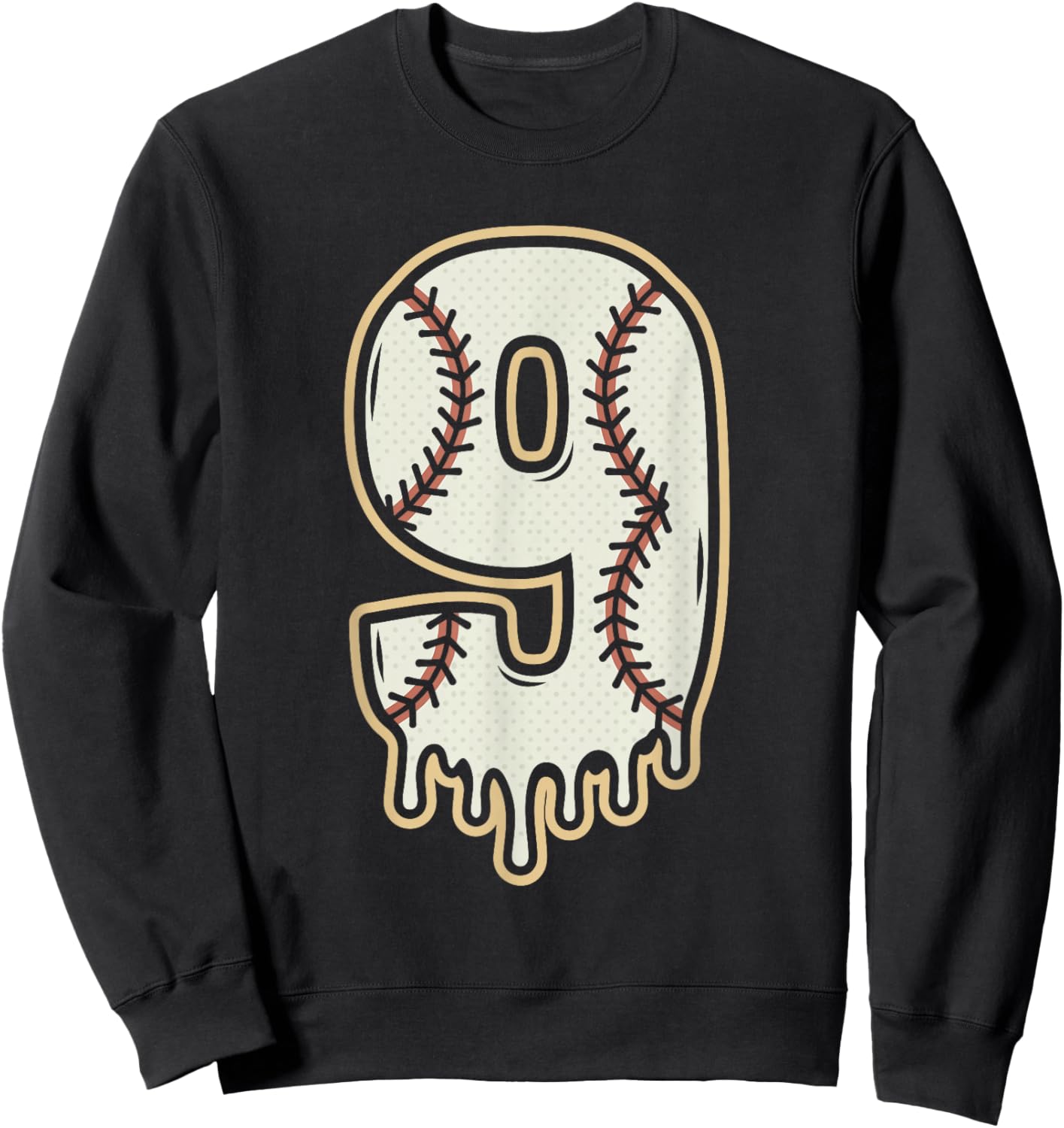 Dripping 9th Birthday Baseball Brainrot Meme Slang 9 Year Sweatshirt - Sweatshirt | Black
