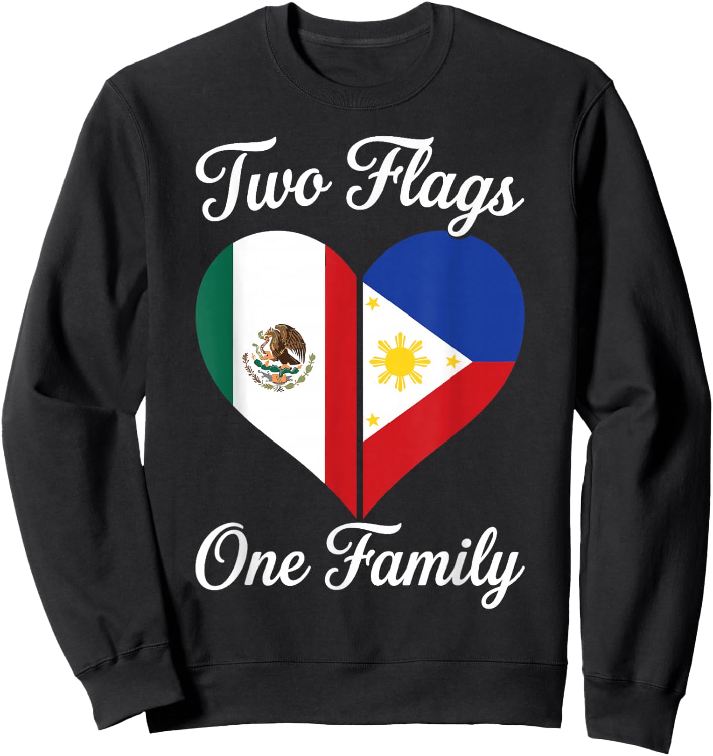 Mexipino, Two Flags One Family, Proud Mexipino Sweatshirt - Sweatshirt | Black