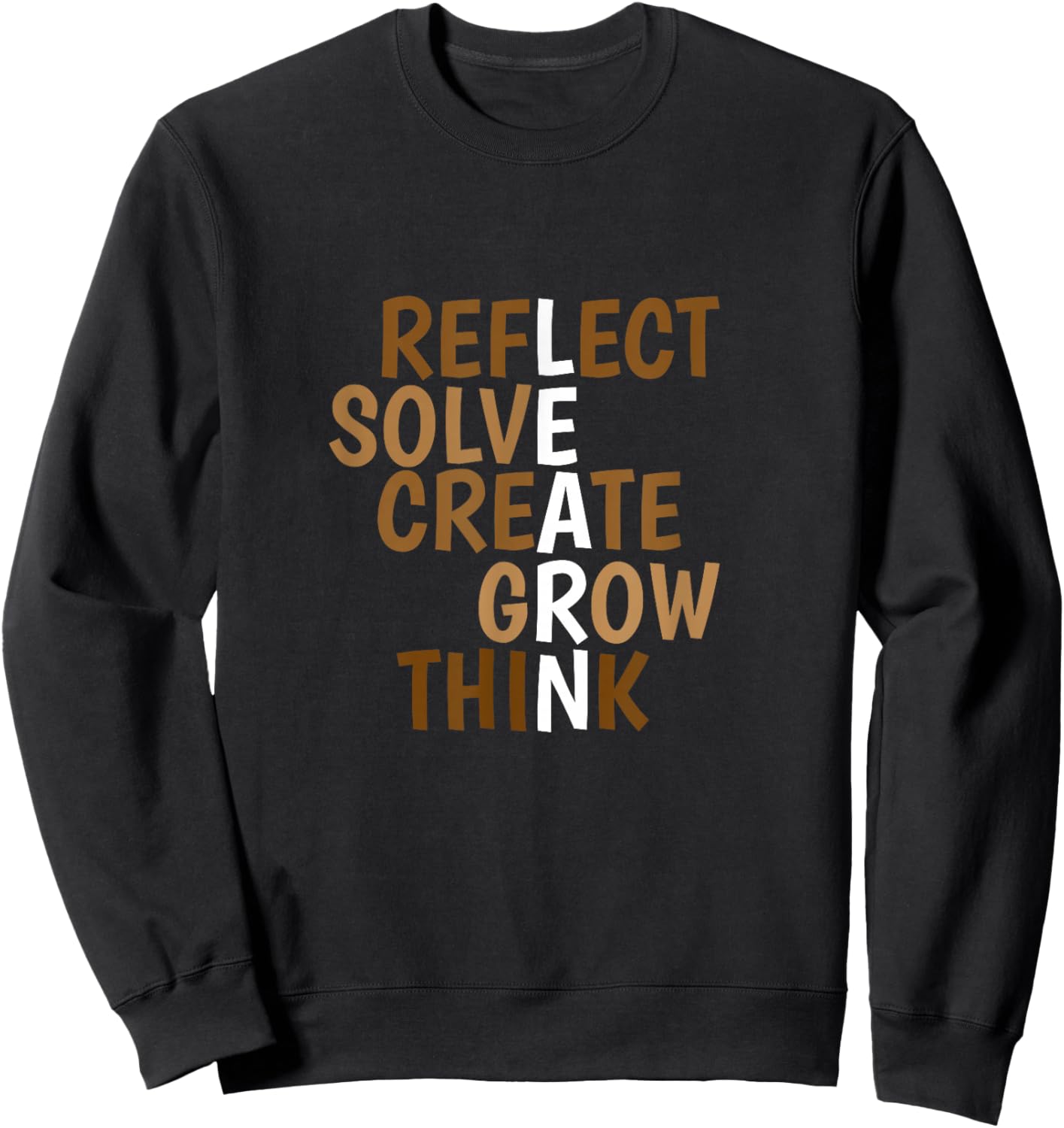 Tan Learn Tan Color Graphic Sweatshirt - Sweatshirt | Black