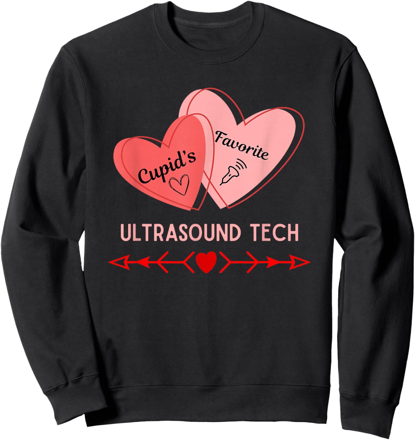 Valentine's Day Ultrasound Tech Healthcare Worker Trendy Sweatshirt - Sweatshirt | Black