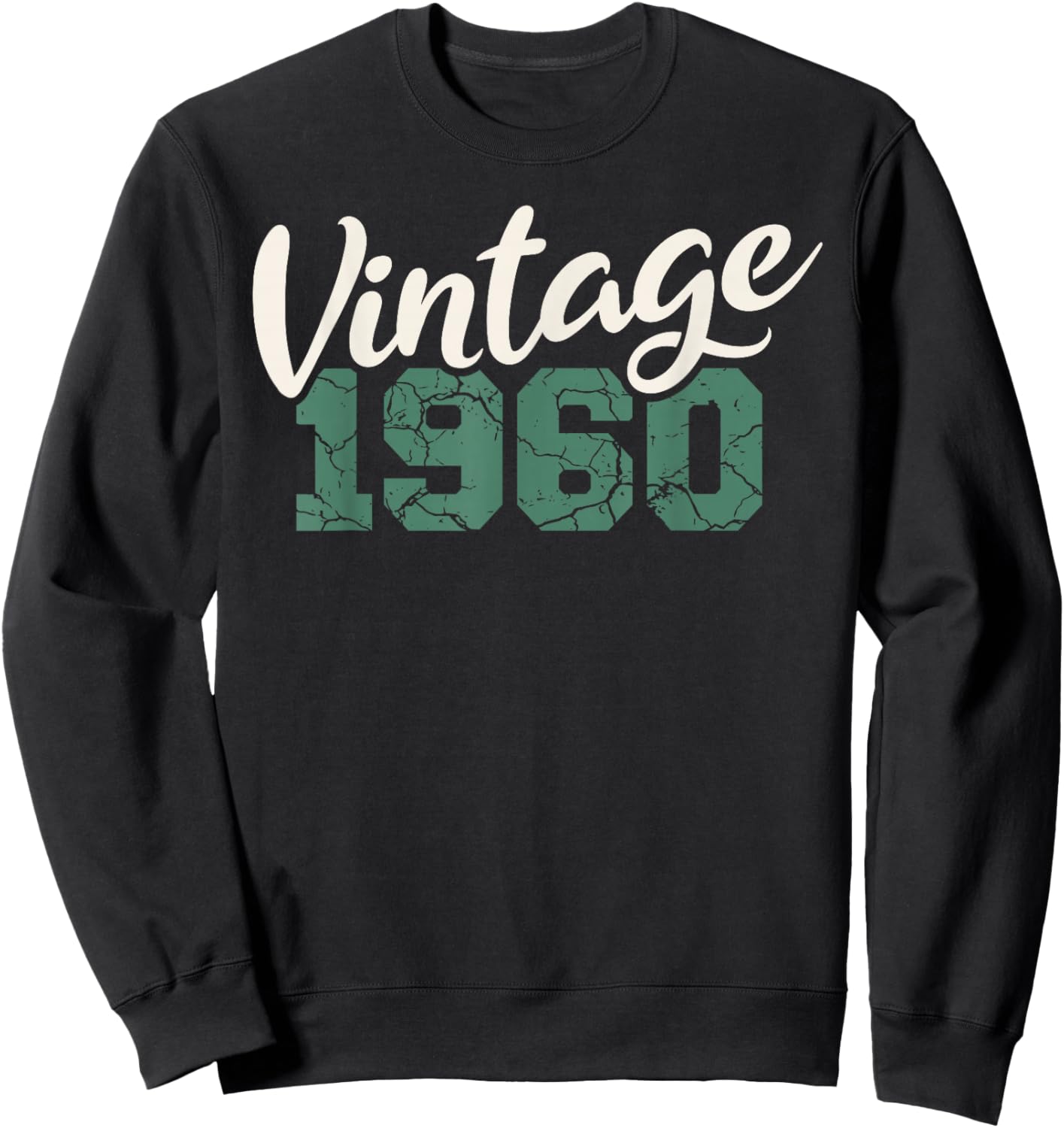 Vintage 1960 Birthday Men Women Retro Distressed Graphic Sweatshirt - Sweatshirt | Black