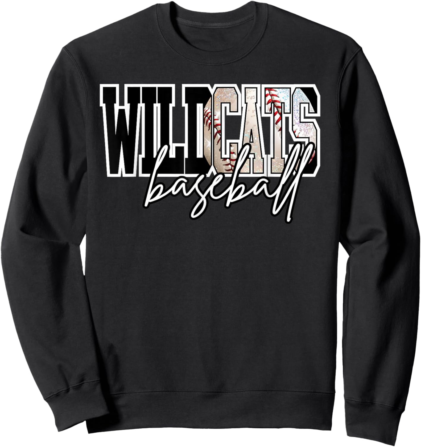 Wildcats Baseball Mom Game Day School Spirit Wildcat Pride Sweatshirt - Sweatshirt | Black