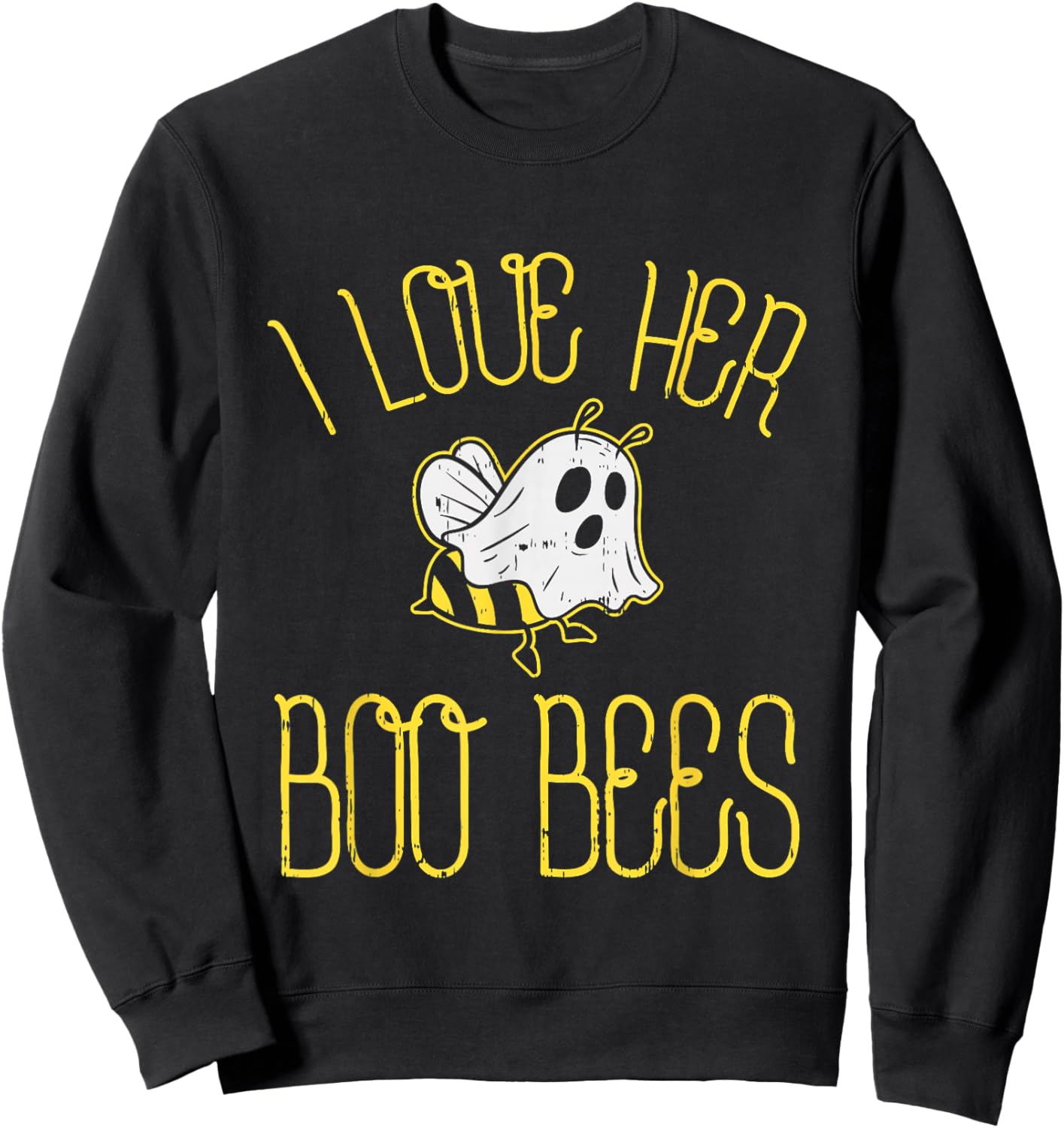 I Love Her Boo Bees Couples Halloween Adult Costume His Men Sweatshirt - Sweatshirt | Black