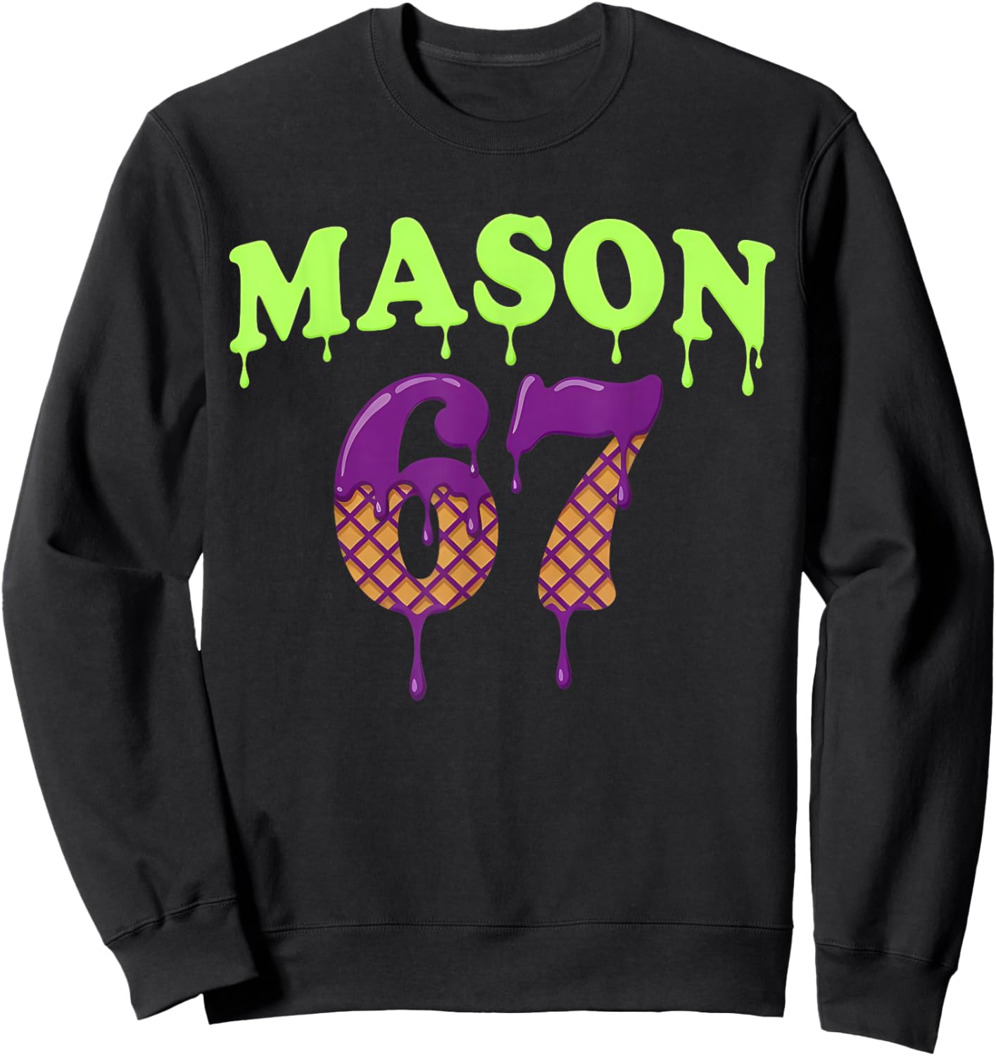 Mason 67 Ice Cream Baseball Drip for Boys Kids 6 7 Meme Sweatshirt - Sweatshirt | Black