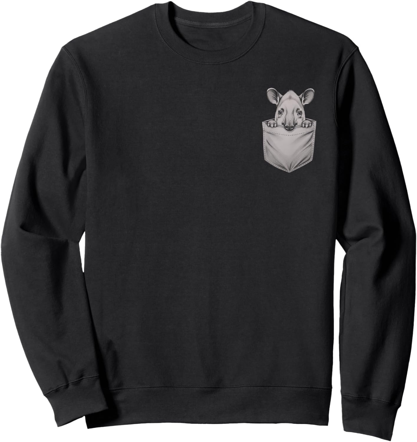 Pocket Peeking Tapir Drawing Art Design Sweatshirt - Sweatshirt | Black