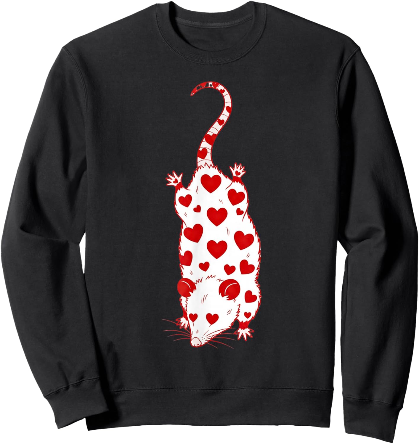 Opossum with Hearts | Cute Valentines Day Pet Possum Sweatshirt - Sweatshirt | Black