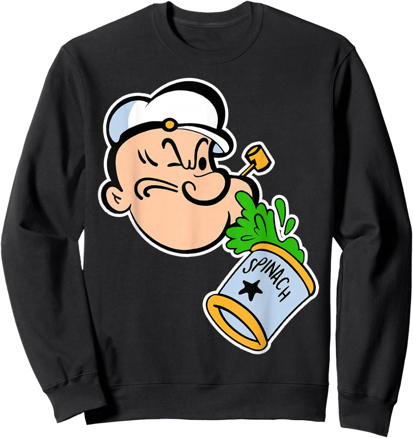 Vintage Pop Eye Spinach Can Sweatshirt - Sweatshirt | Black