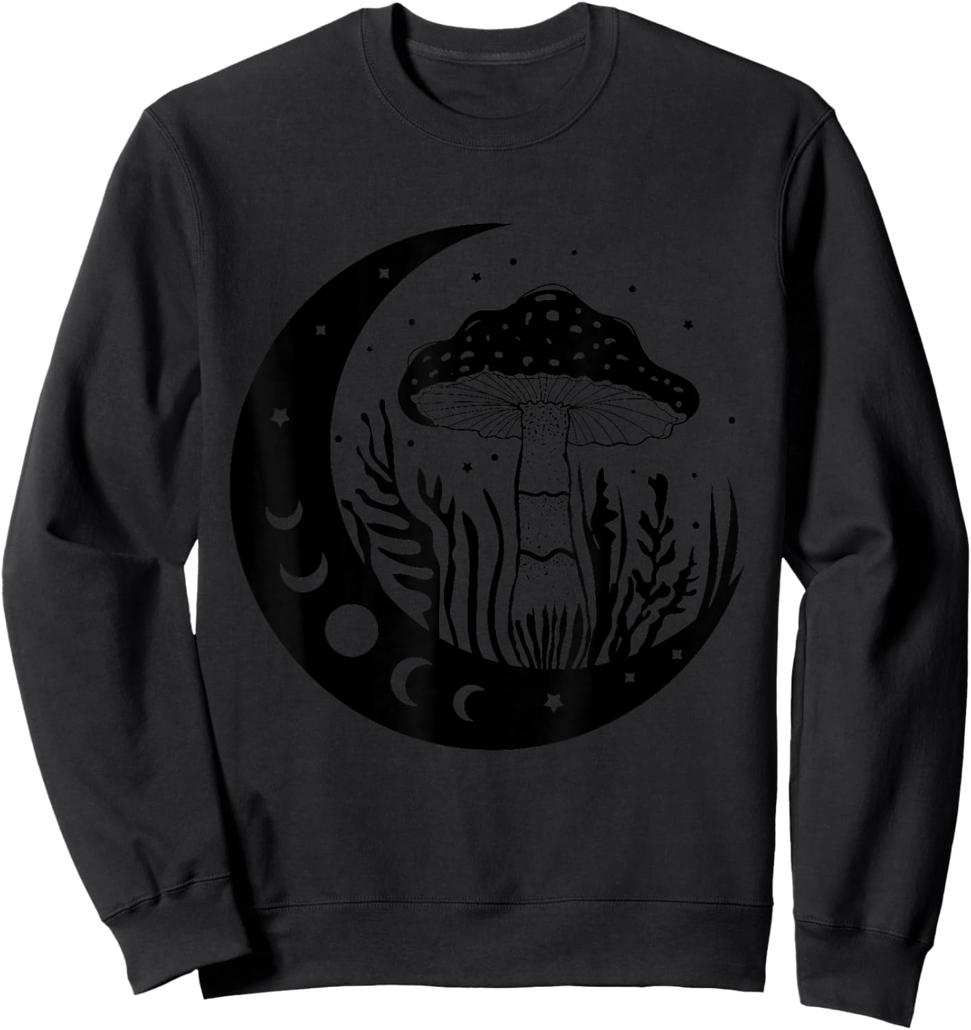 Mycology Mushroom Hunter Foraging Moon Phases Mycologist Sweatshirt - Sweatshirt | Black