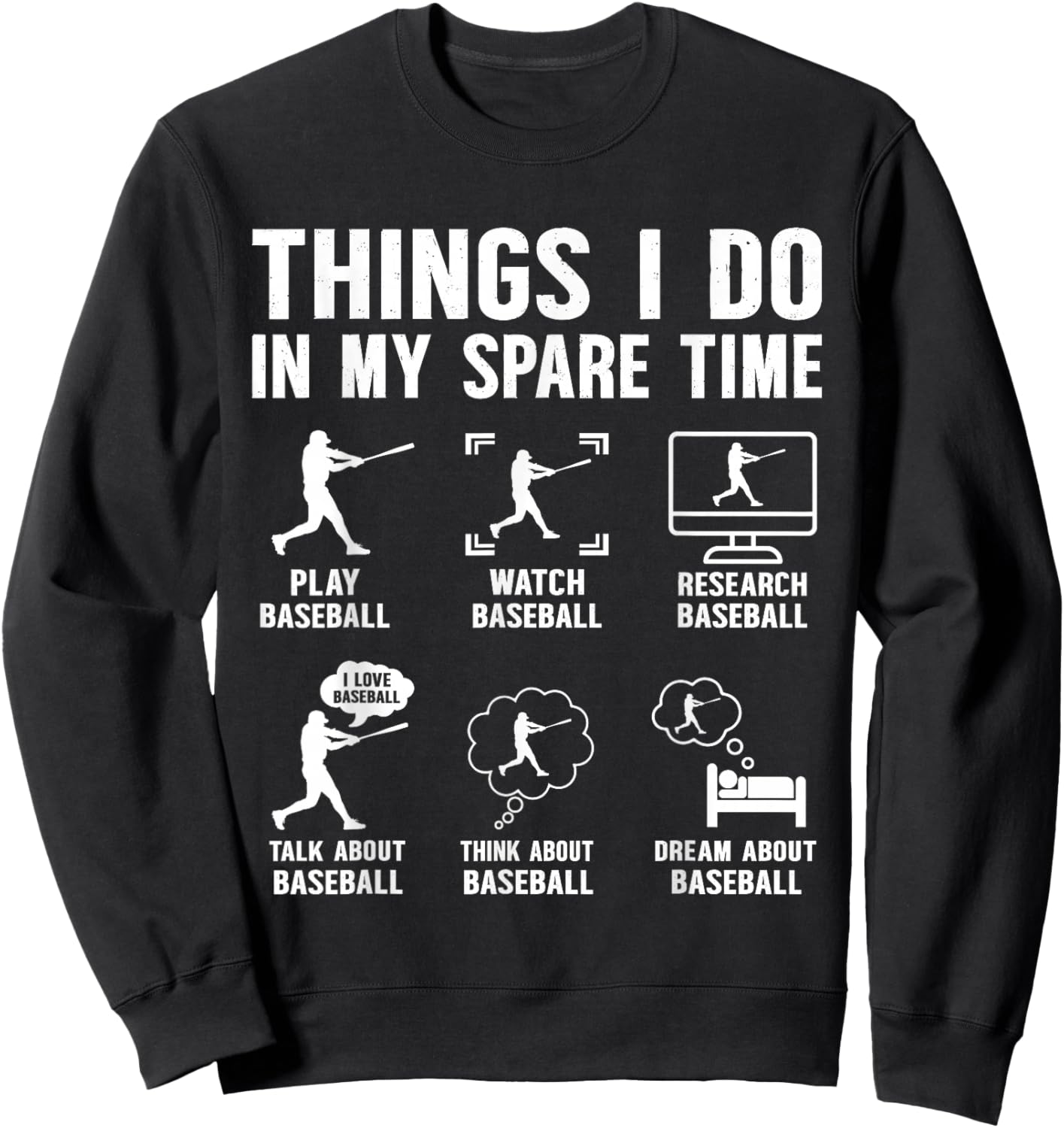 Things I Do in My Spare Time Baseball Lovers Funny Kids Boys Sweatshirt - Sweatshirt | Black