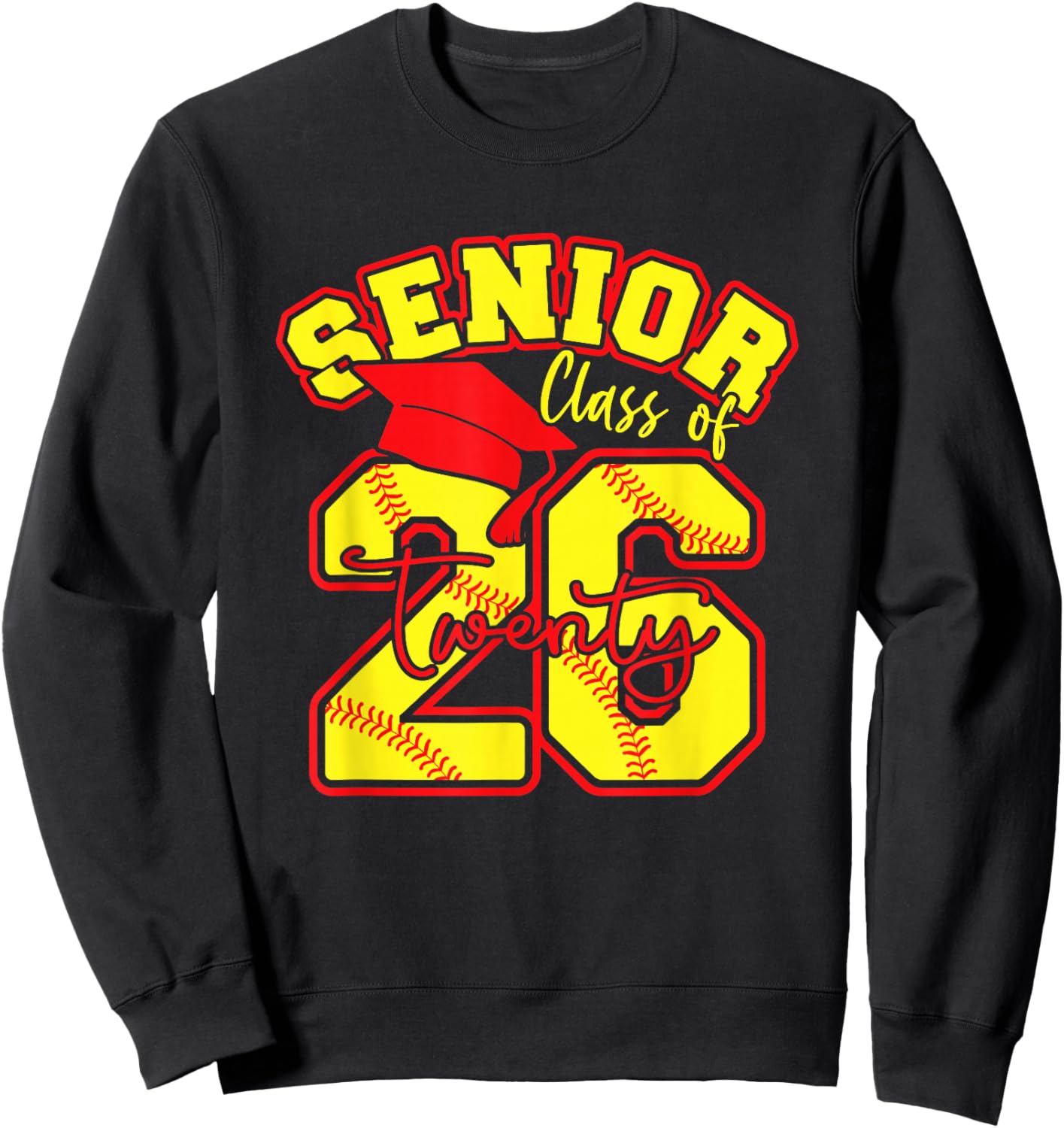 Senior Softball Class of 2026 Crew Softball Senior Night Sweatshirt - Sweatshirt | Black
