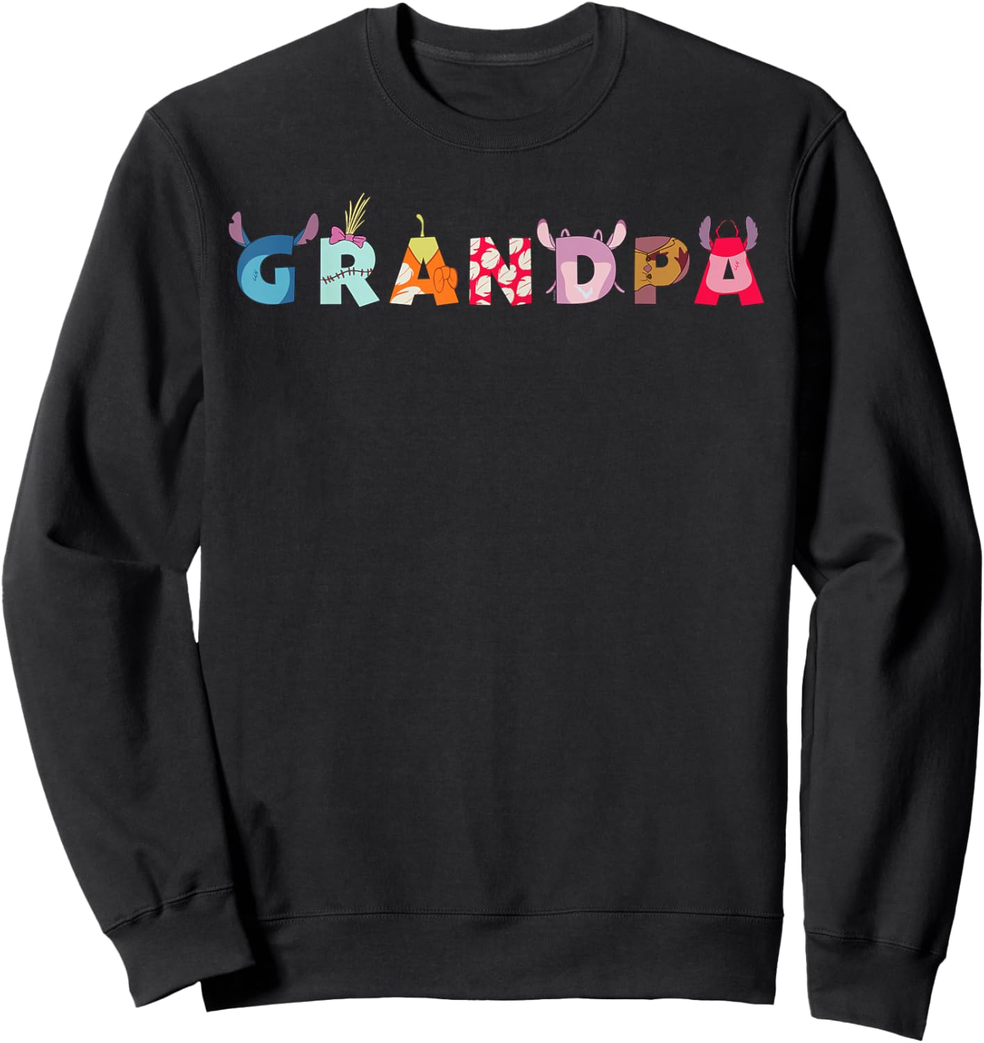 Disney Lilo & Stitch Letters Grandpa Birthday Family Trip Sweatshirt - Sweatshirt | Black