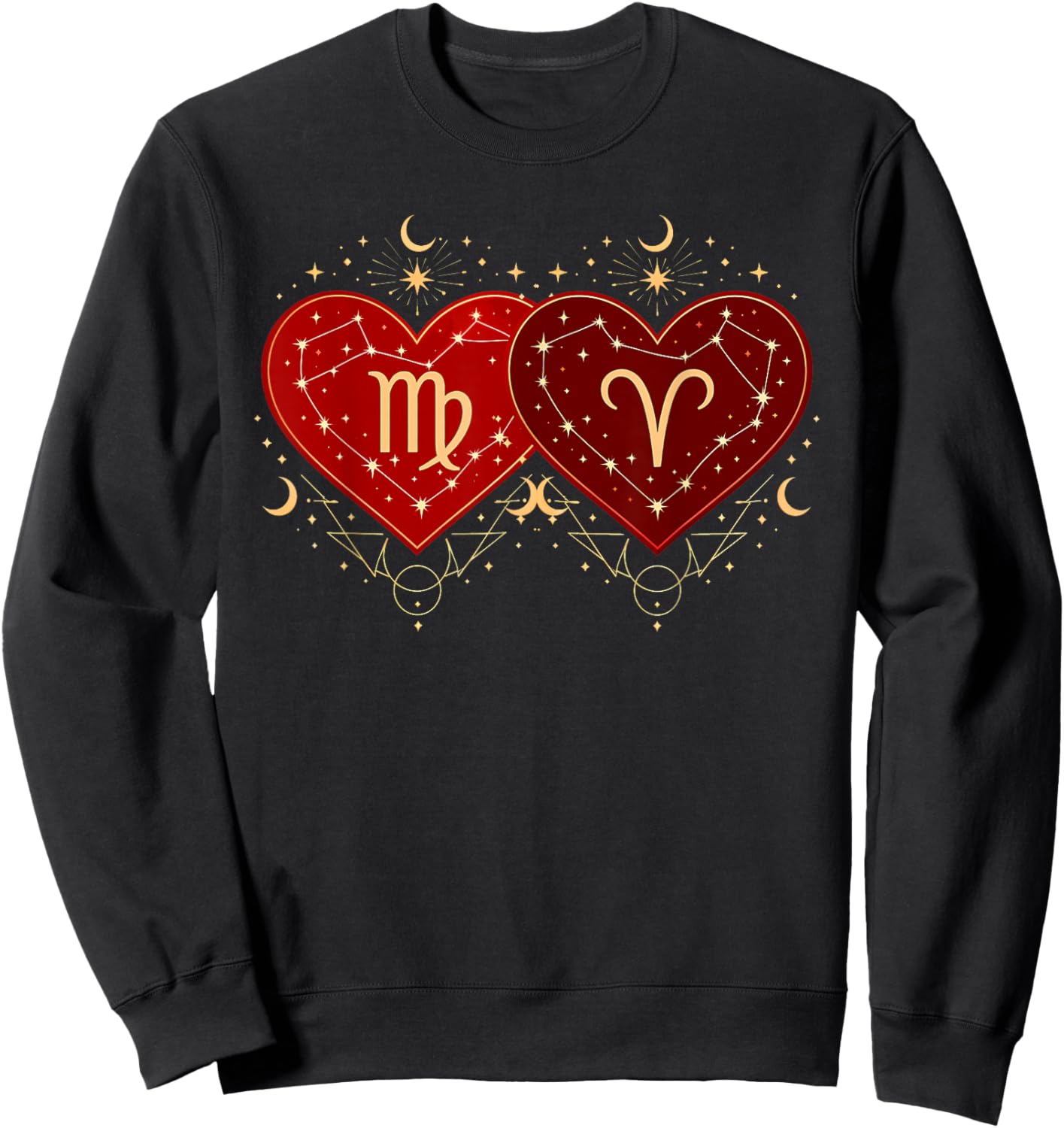 Virgo Aries Love Shirt Valentines Day Astrology Zodiac Sweatshirt - Sweatshirt | Black
