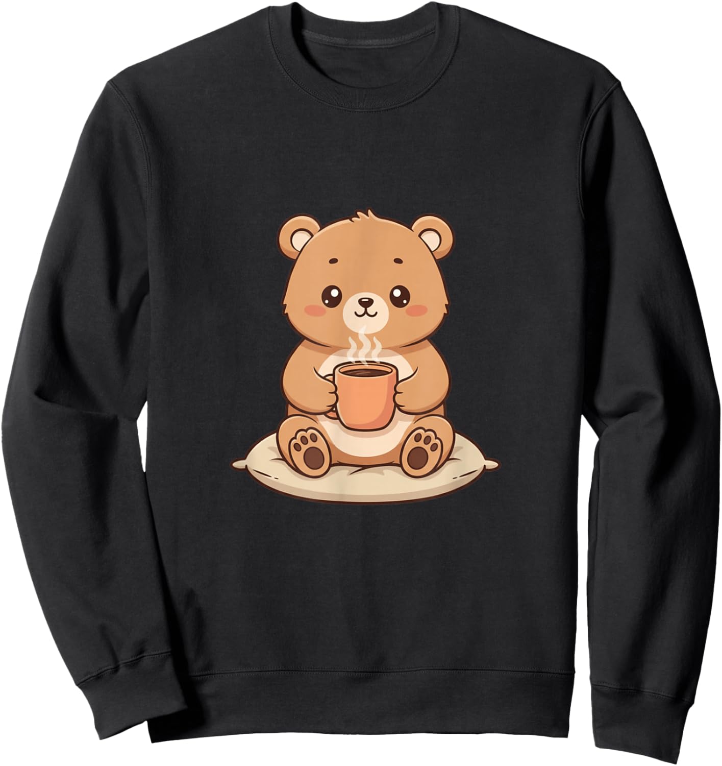 Cute Bear with Coffee Cup Cozy Morning Sweatshirt - Sweatshirt | Black