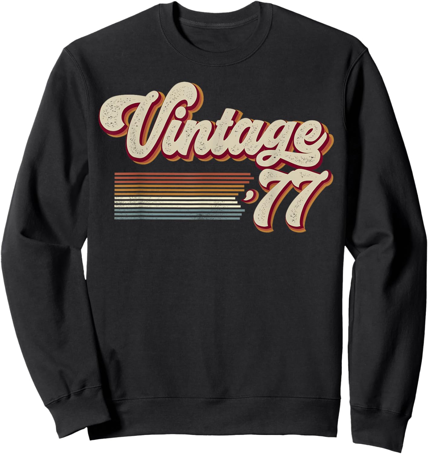 Vintage 1977 Retro Sunset Classic 49-Year-Old 49th Birthday Sweatshirt - Sweatshirt | Black