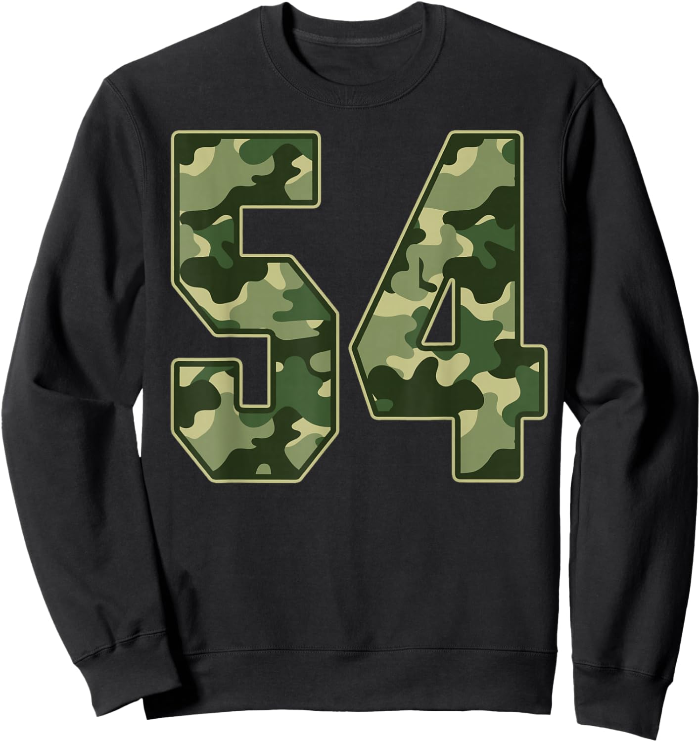 Camo #54 Jersey Number 54 Uniform Fan Favorite Player Sweatshirt - Sweatshirt | Black